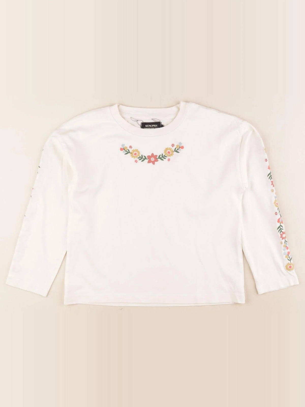 Monoprix - tee-shirt beige - 8 ans