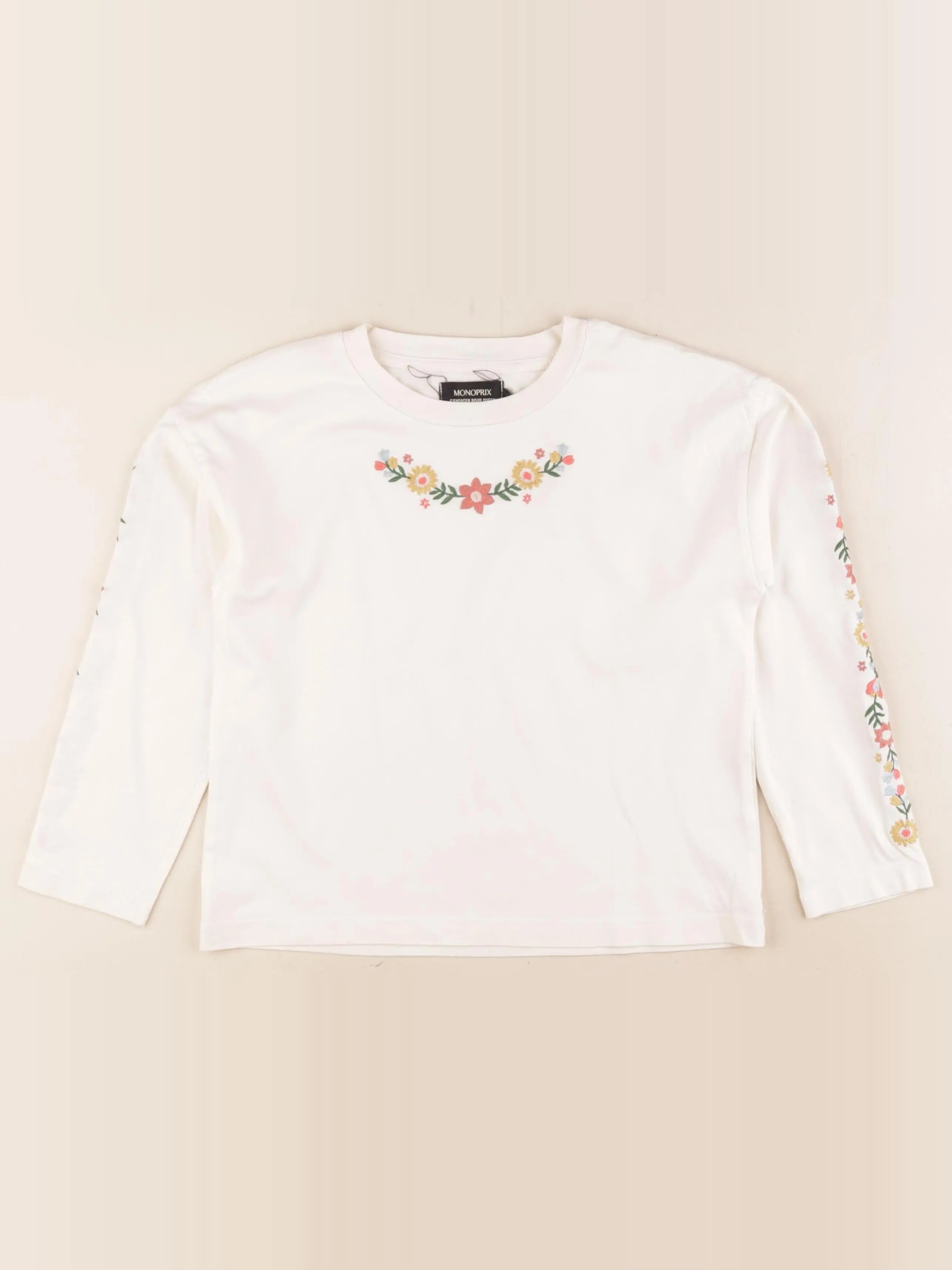 Monoprix - tee-shirt beige - 8 ans
