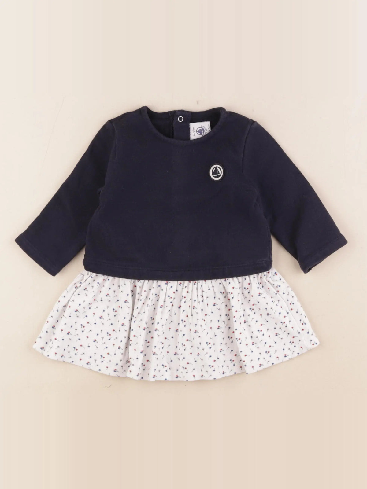 Petit Bateau - robe bleu, blanc - 6 mois