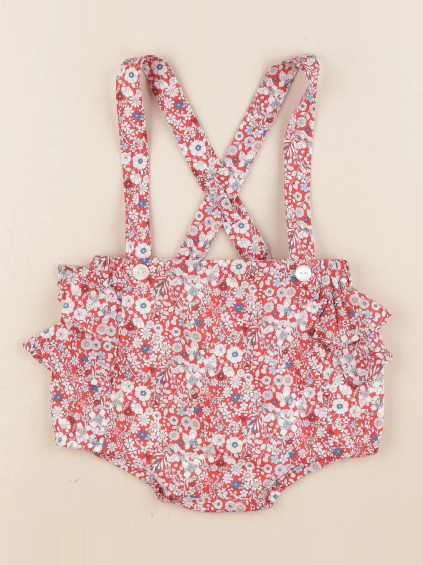 Jacadi - short liberty blanc, rouge - 1 an