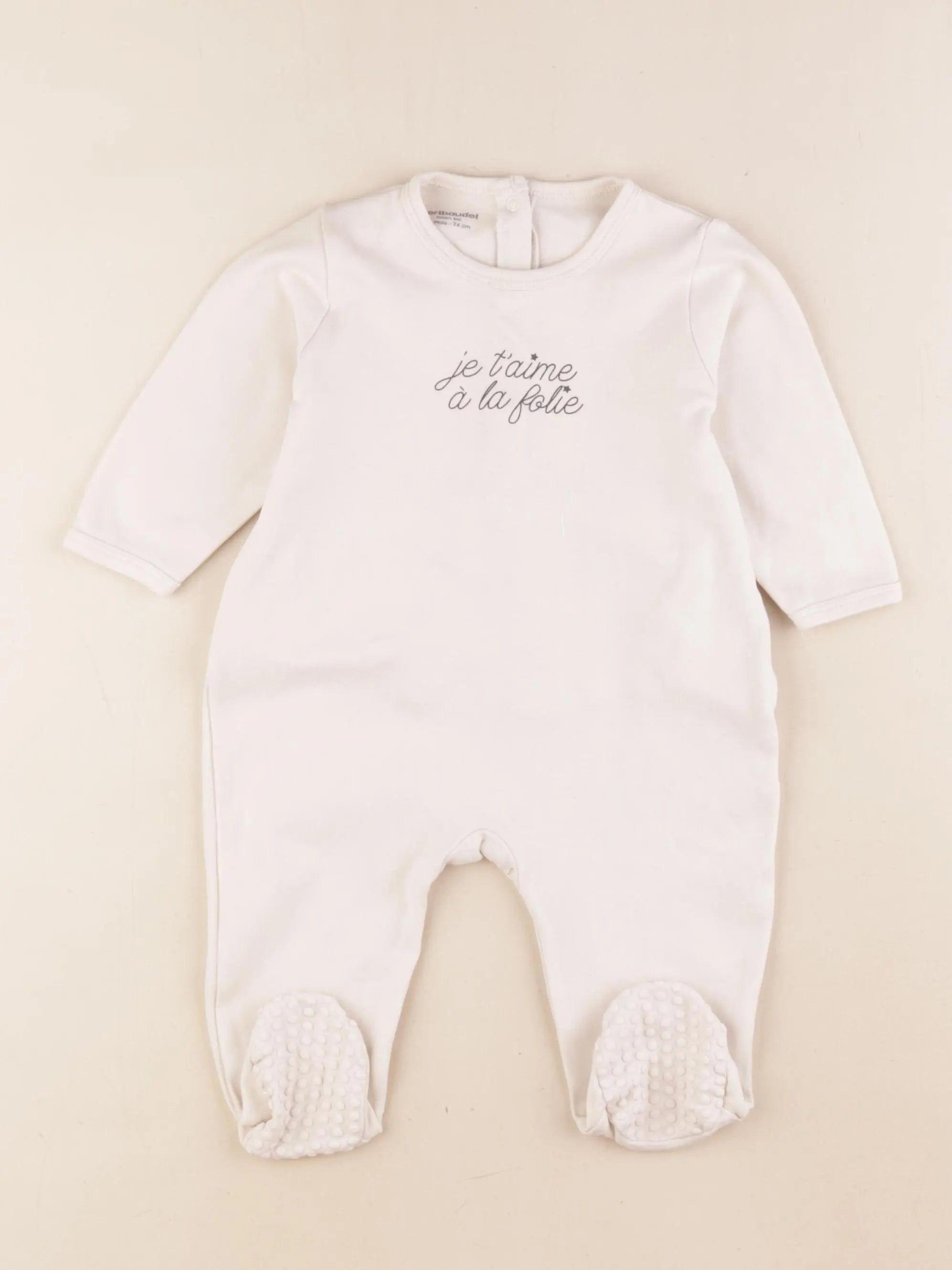 Vertbaudet - pyjama coton beige - 12 mois