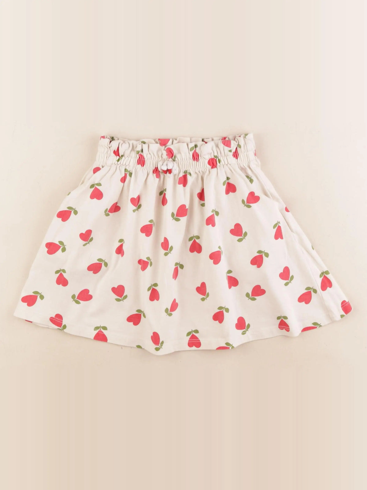 Vertbaudet - jupe beige, rouge - 5 ans