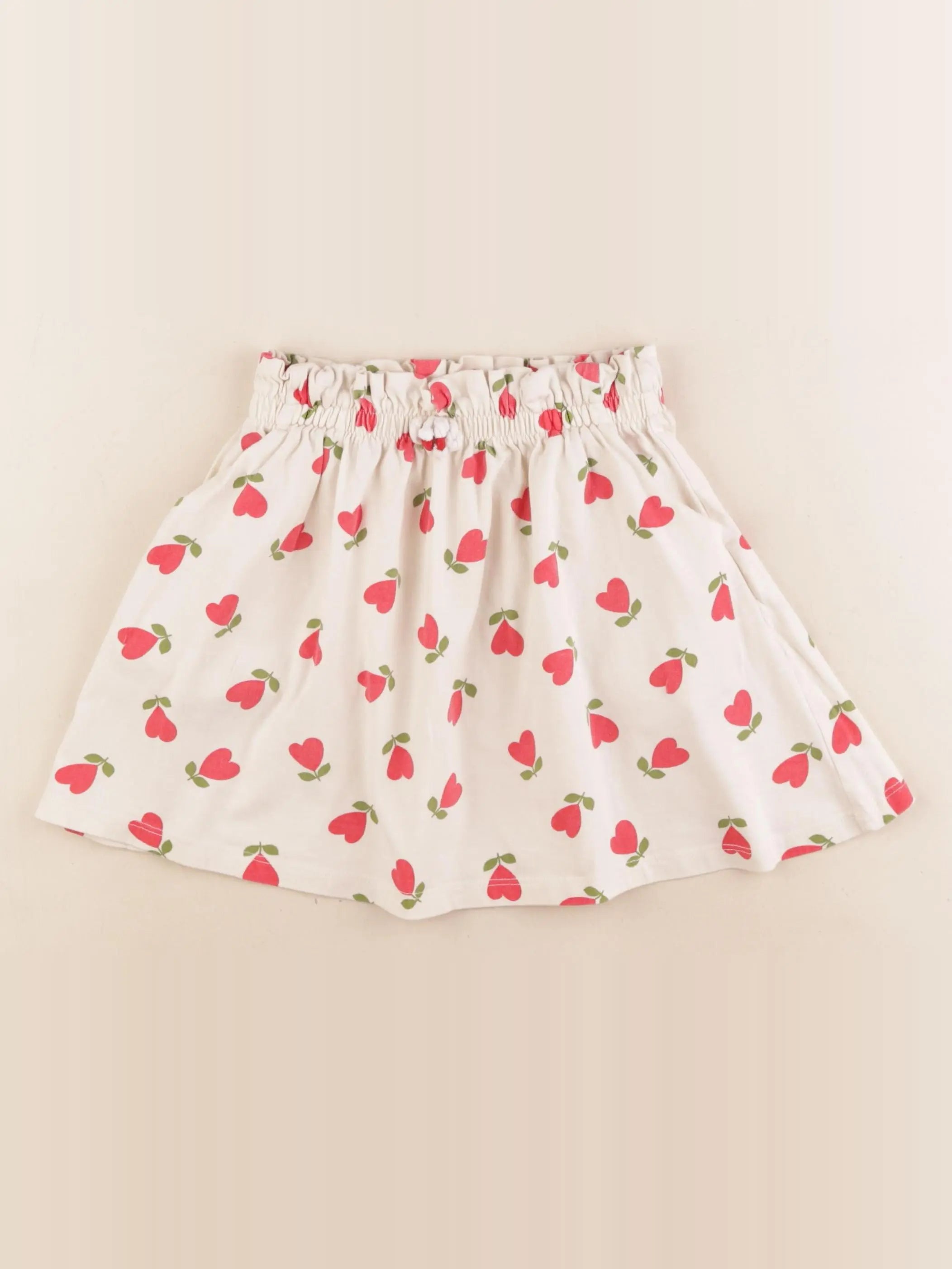 Vertbaudet - jupe beige, rouge - 5 ans