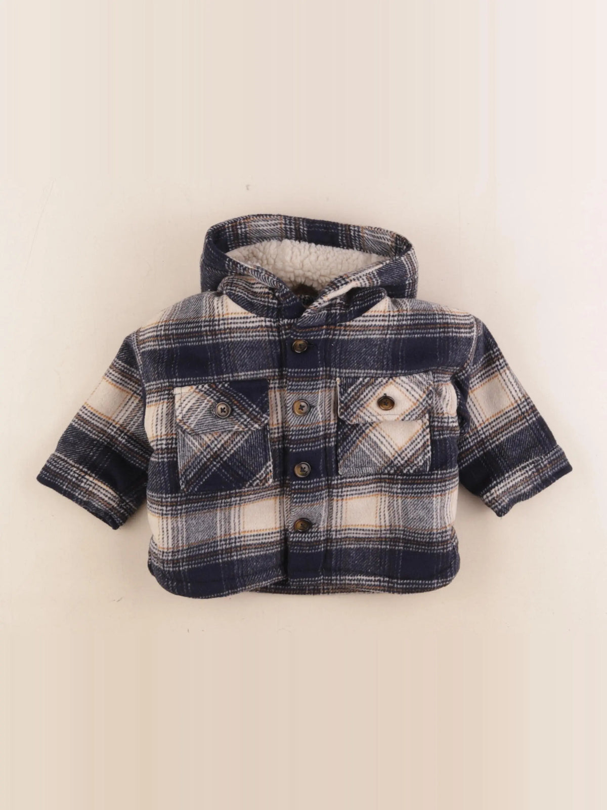 Vertbaudet - veste bleu, beige - 6 mois