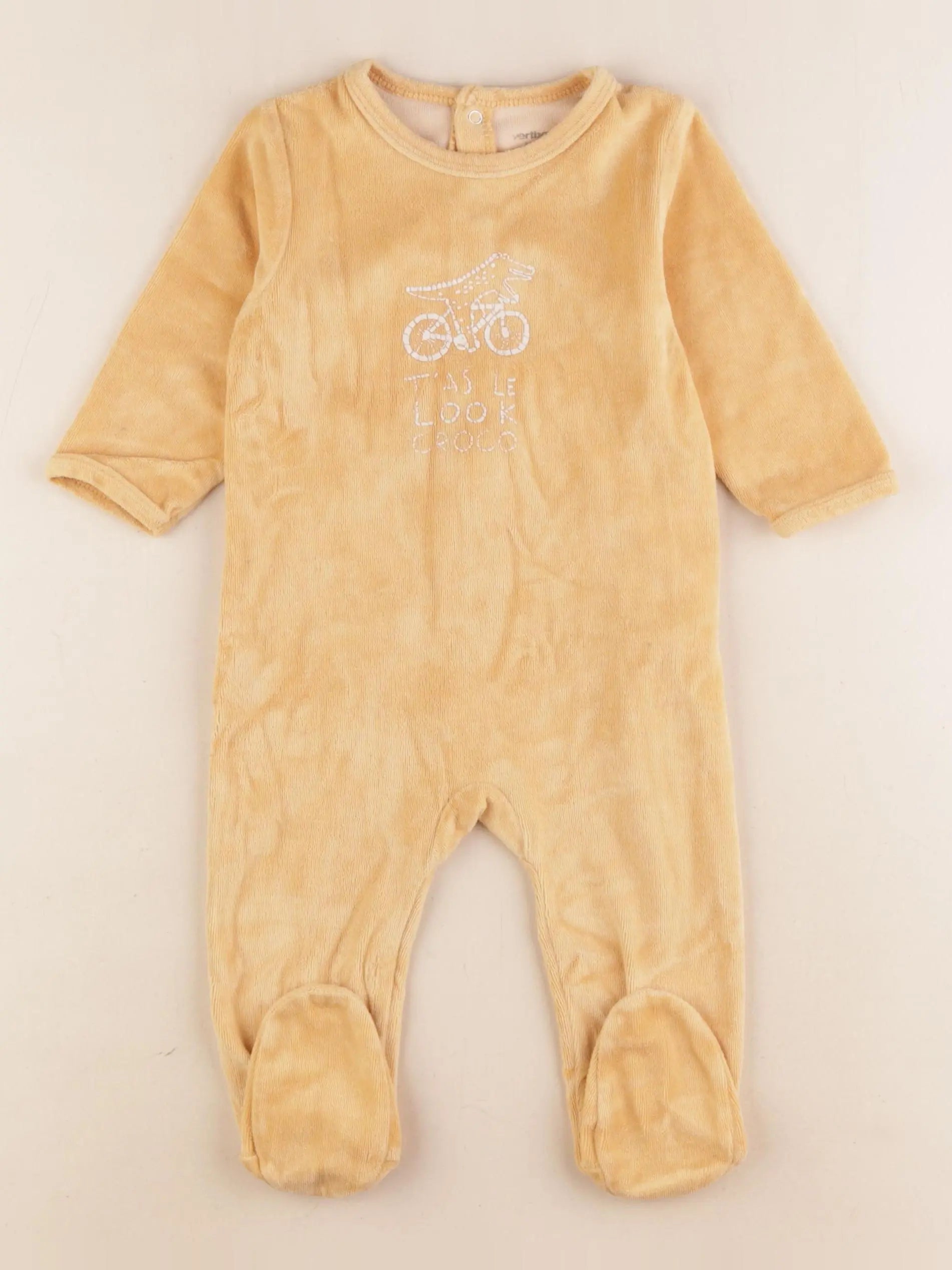 Vertbaudet - pyjama velours jaune - 9 mois