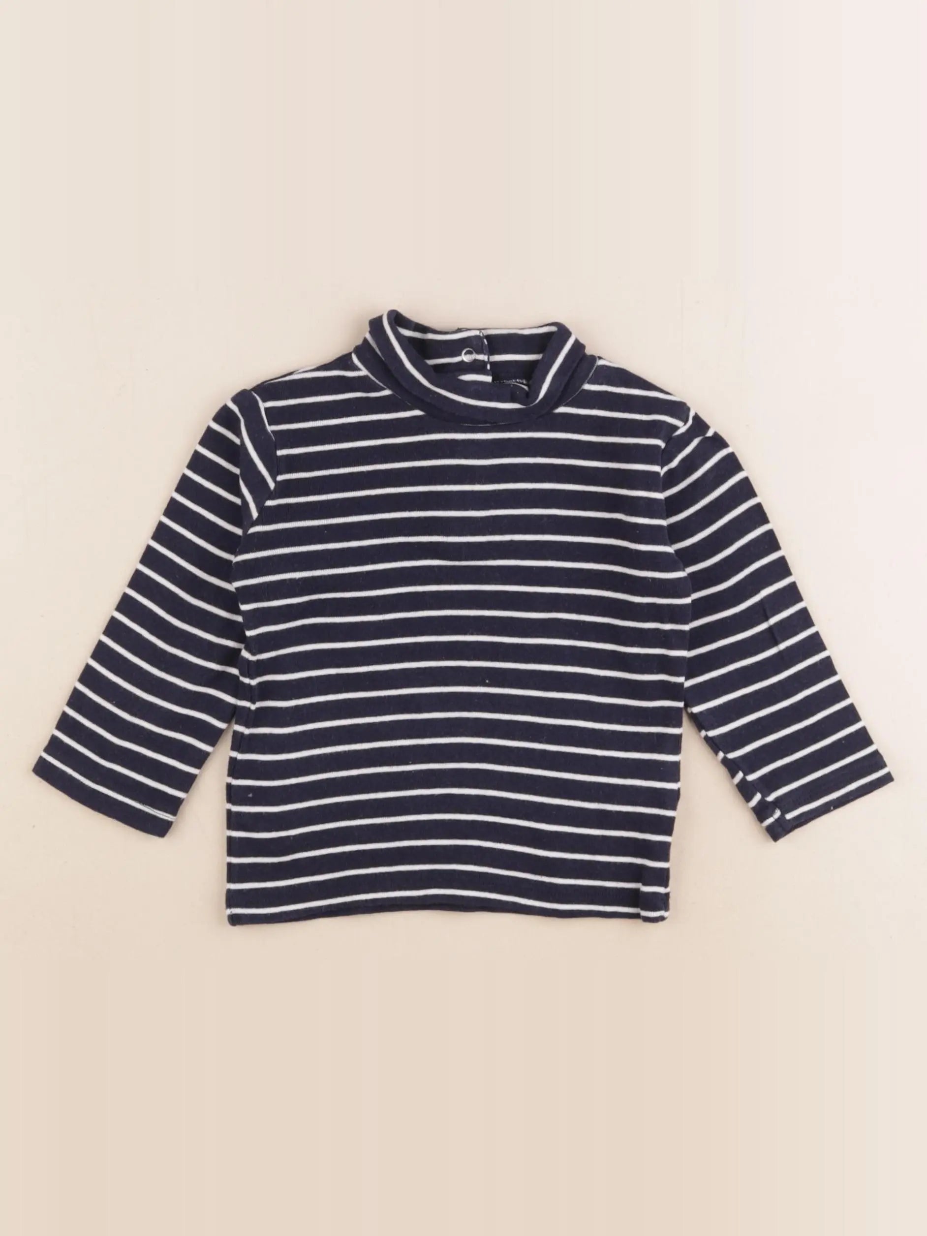 Vertbaudet - sous-pull blanc, bleu - 1 an
