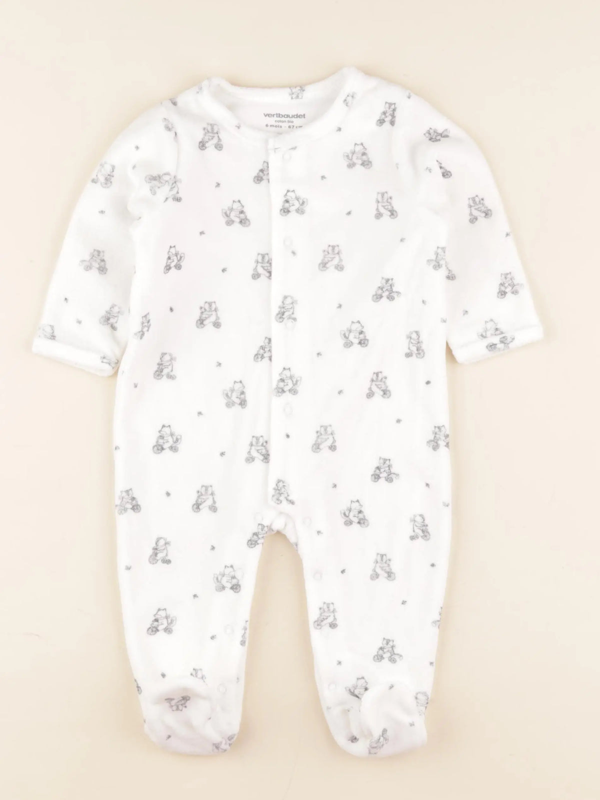 Vertbaudet - pyjama velours blanc - 6 mois