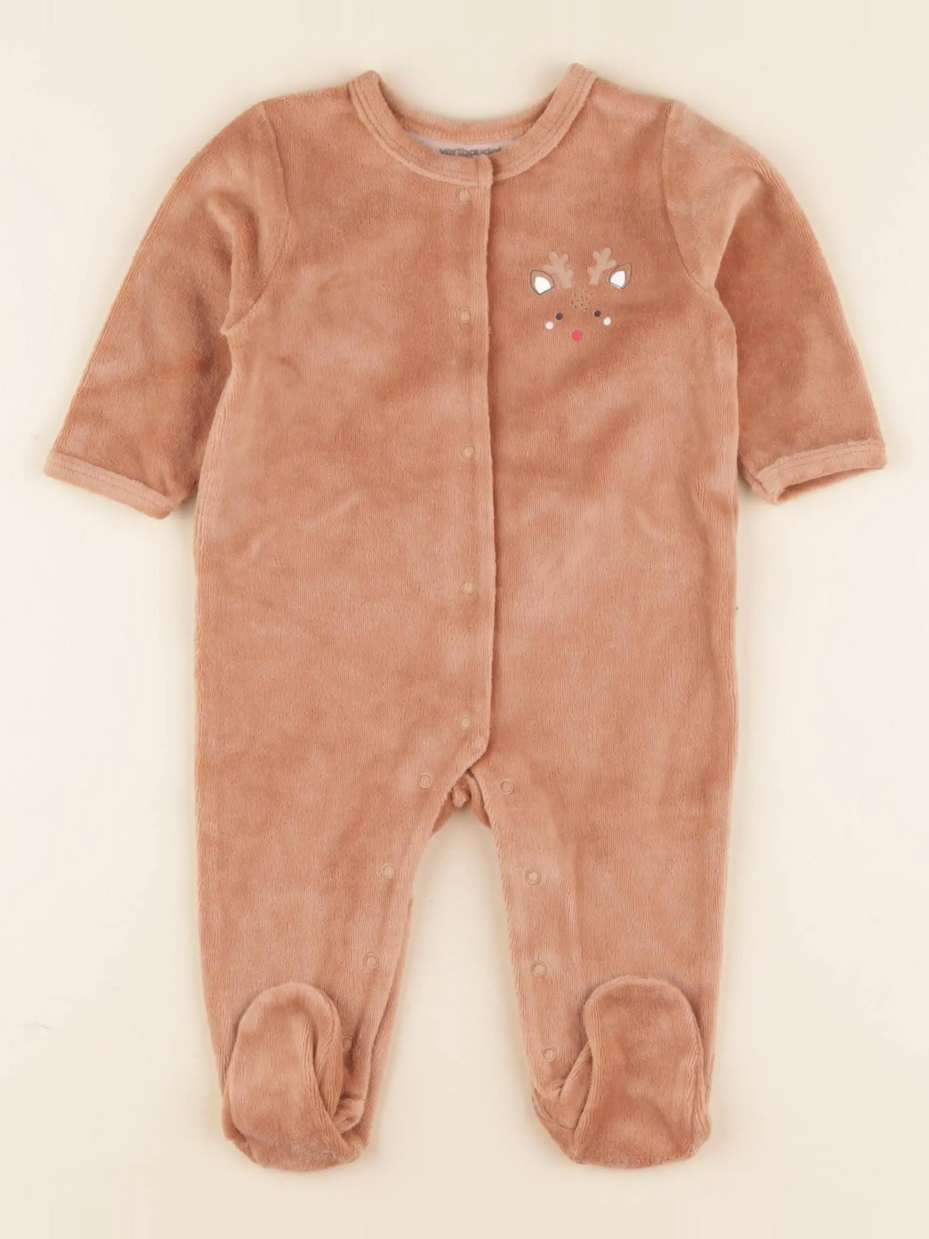 Vertbaudet - pyjama velours marron - 6 mois