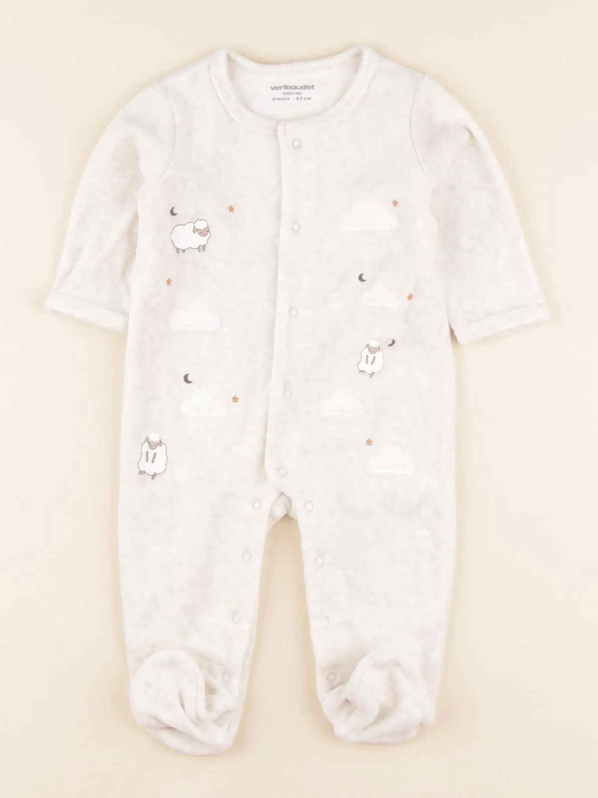 Vertbaudet - pyjama velours beige - 6 mois