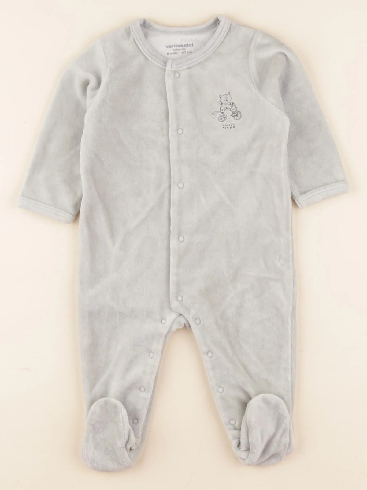 Vertbaudet - pyjama velours bleu - 6 mois