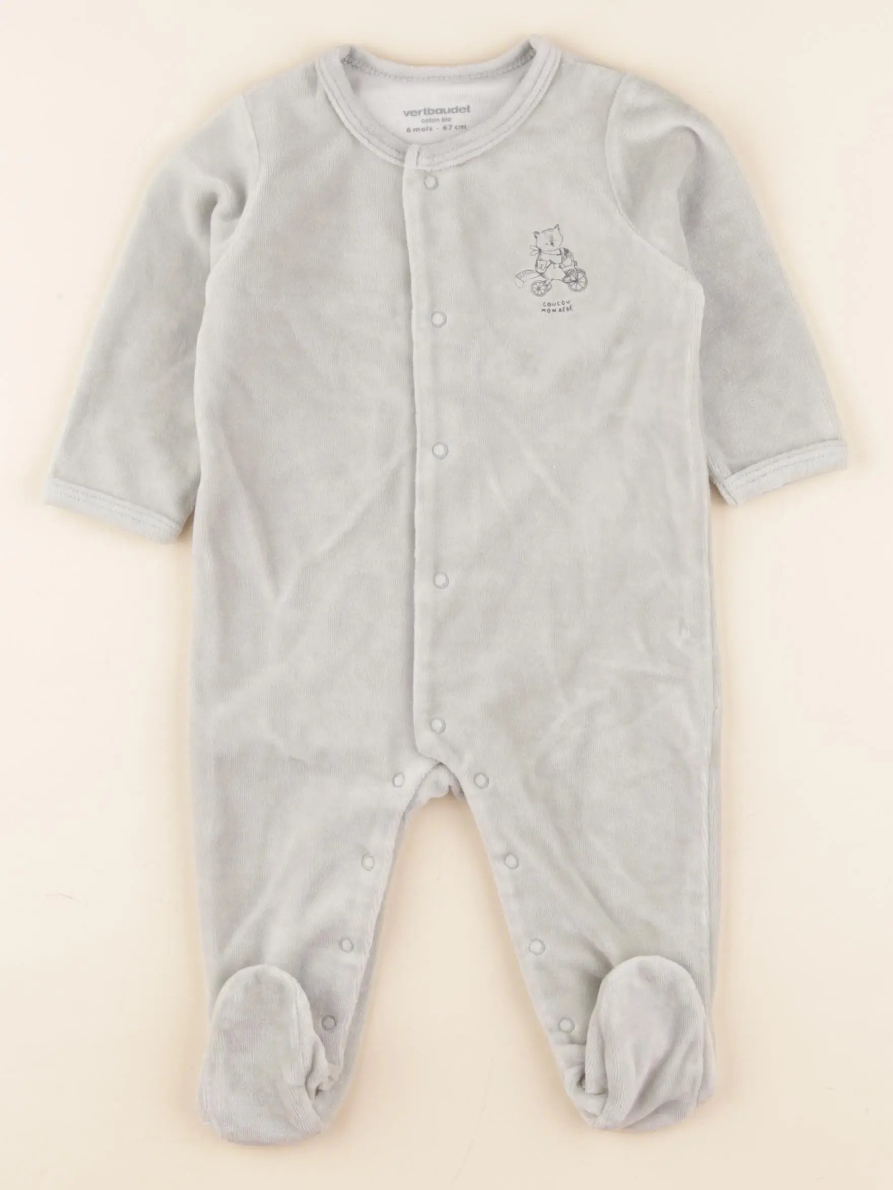 Vertbaudet - pyjama velours bleu - 6 mois
