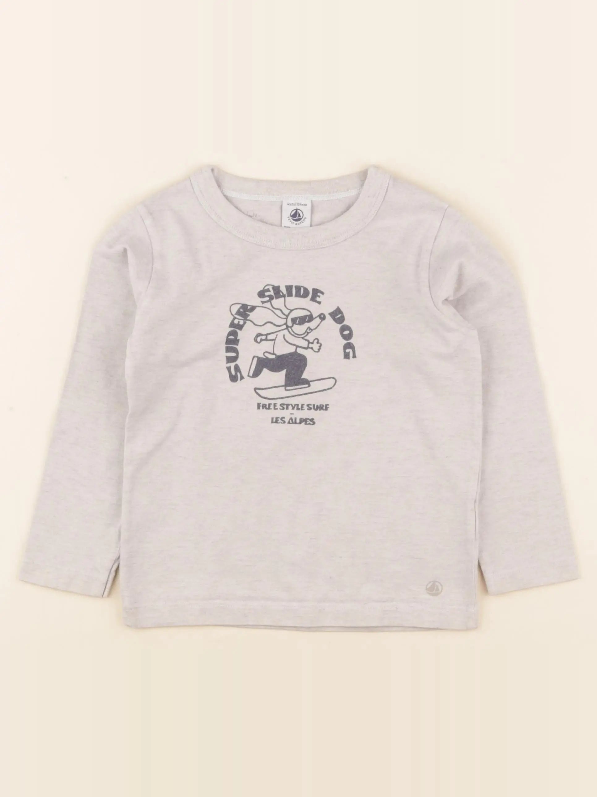 Petit Bateau - tee-shirt gris - 4 ans