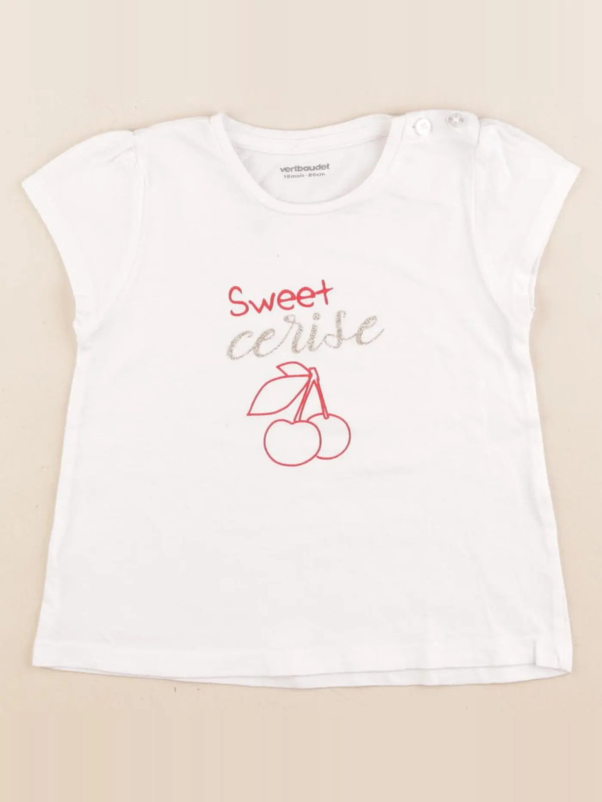 Vertbaudet - tee-shirt blanc, or - 18 mois