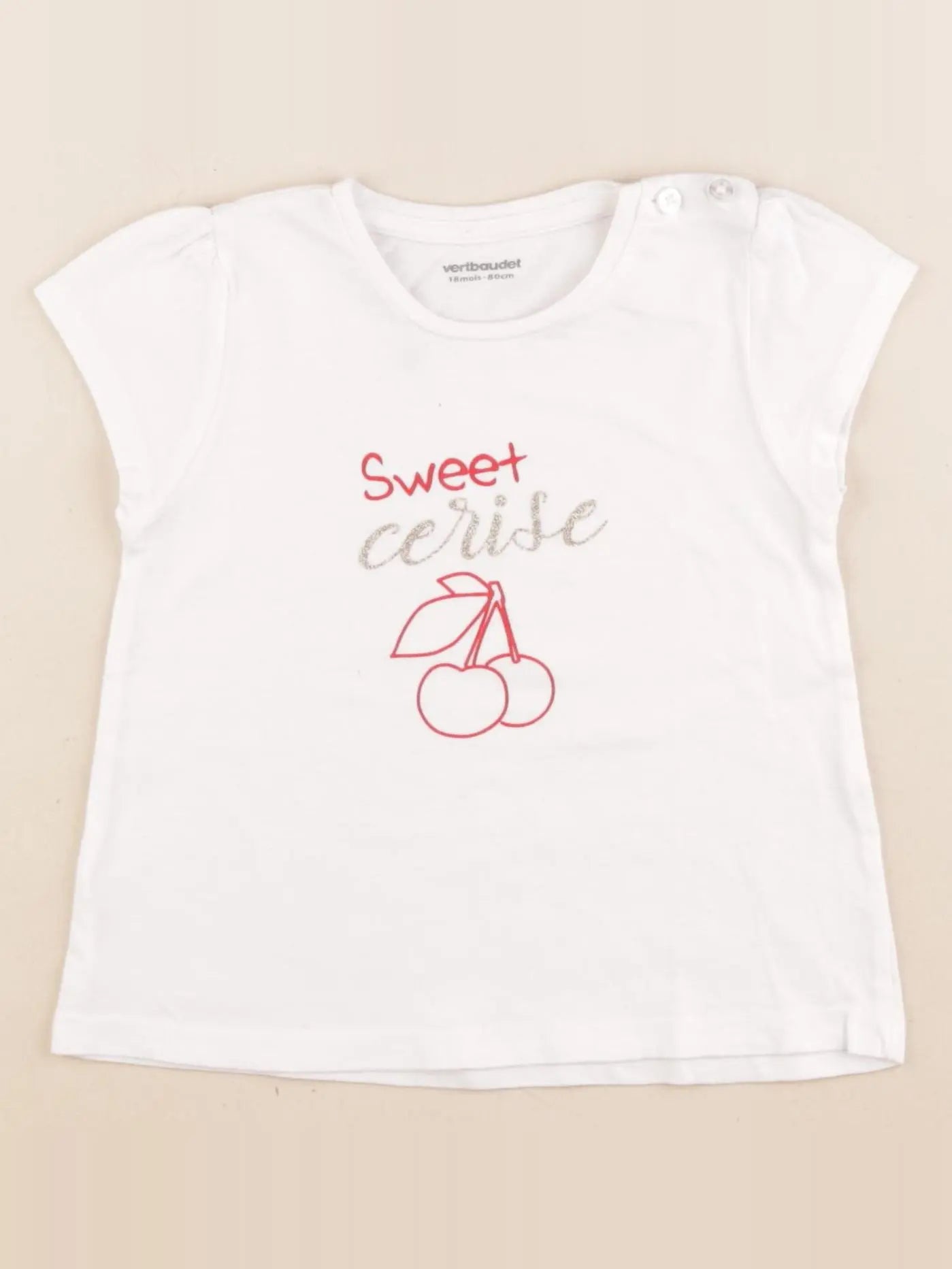 Vertbaudet - tee-shirt blanc, or - 18 mois