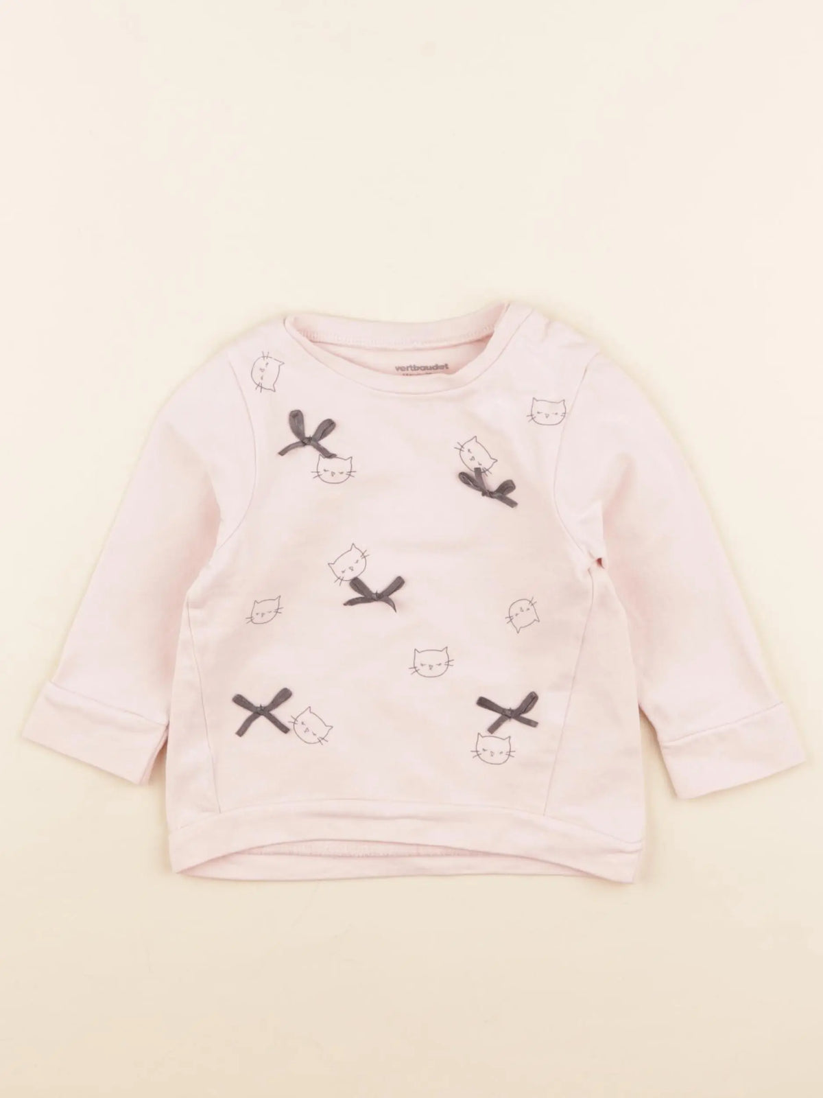 Vertbaudet - sweat rose - 12 mois