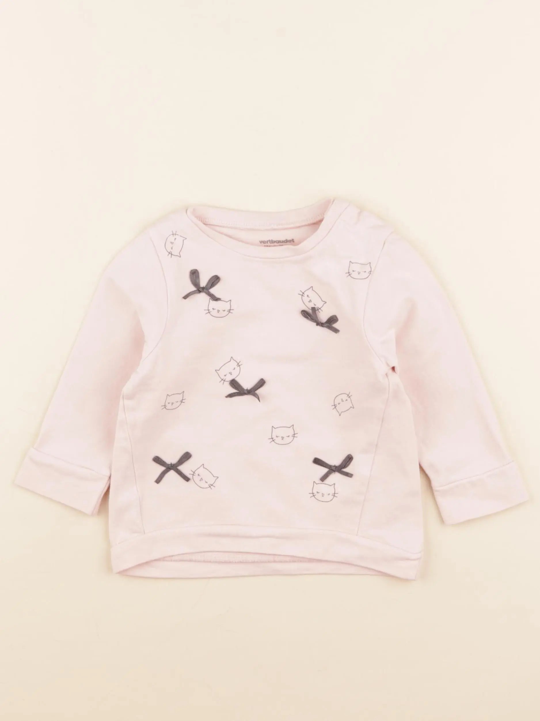 Vertbaudet - sweat rose - 12 mois