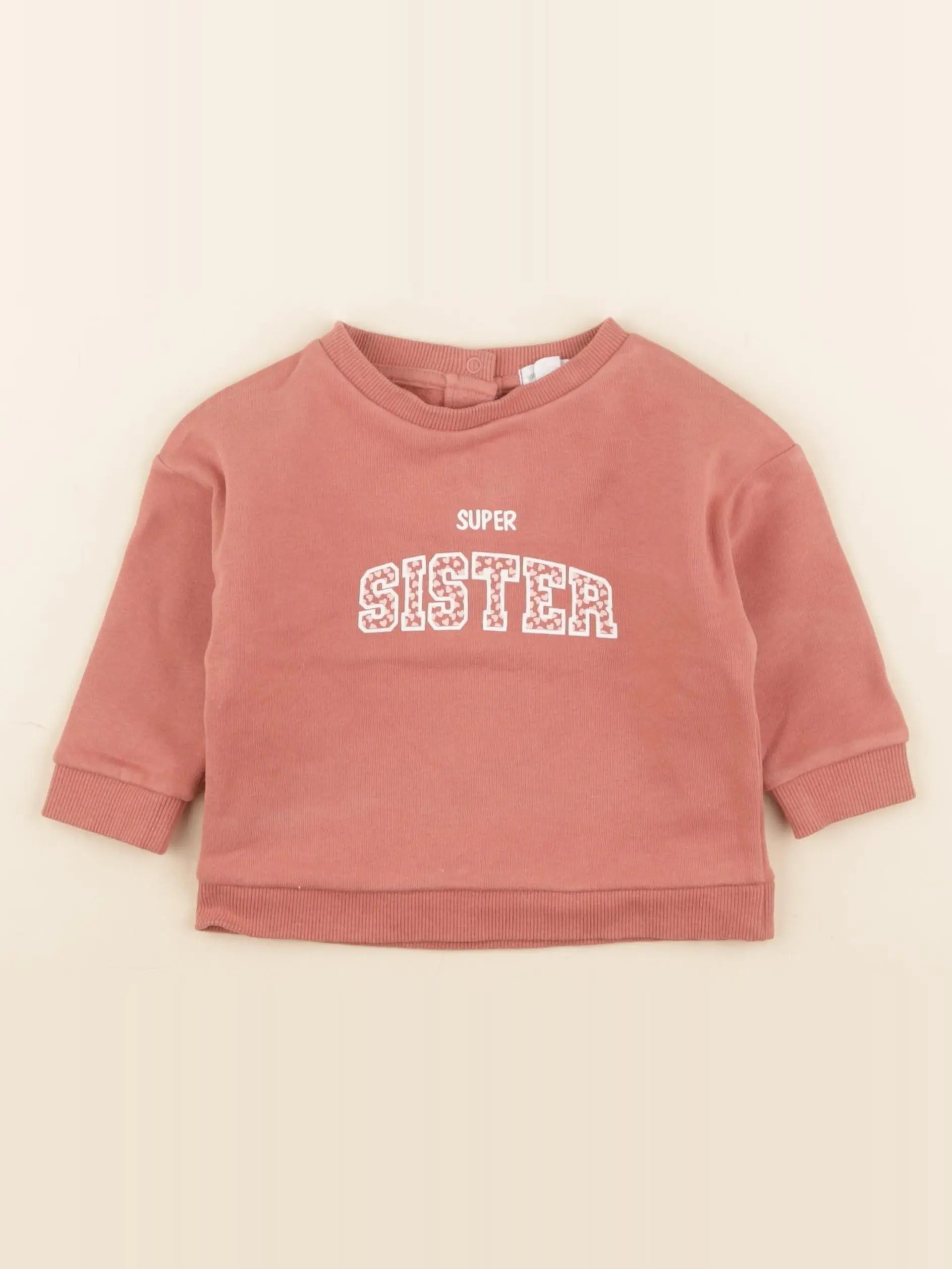 Vertbaudet - sweat rose - 9 mois