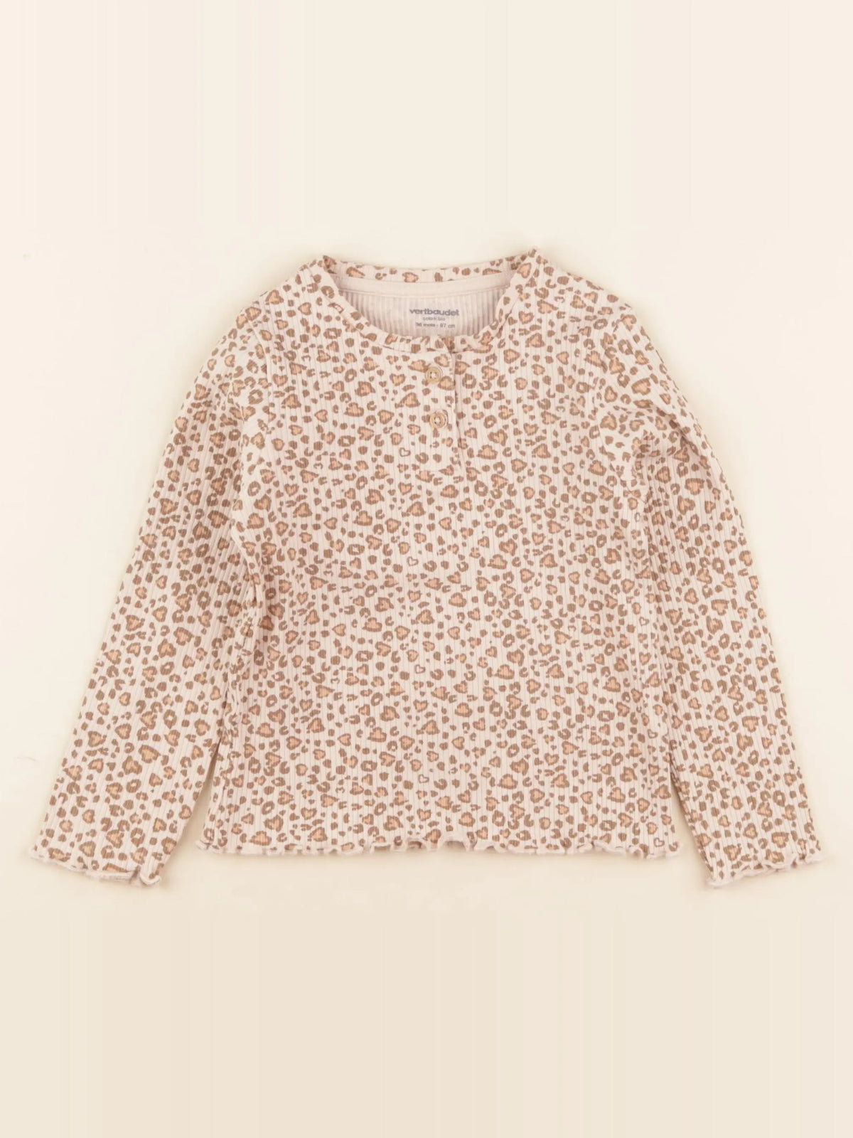 Vertbaudet - tee-shirt beige, marron - 36 mois