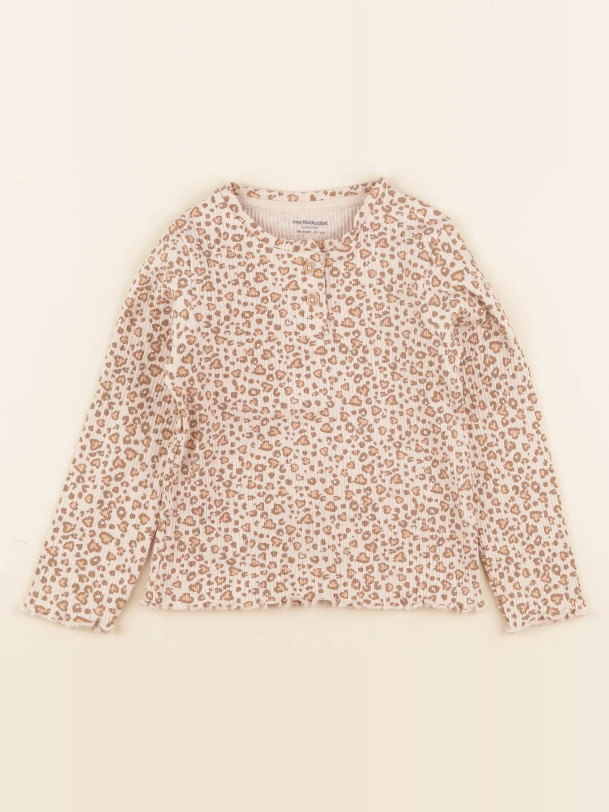 Vertbaudet - tee-shirt beige, marron - 36 mois