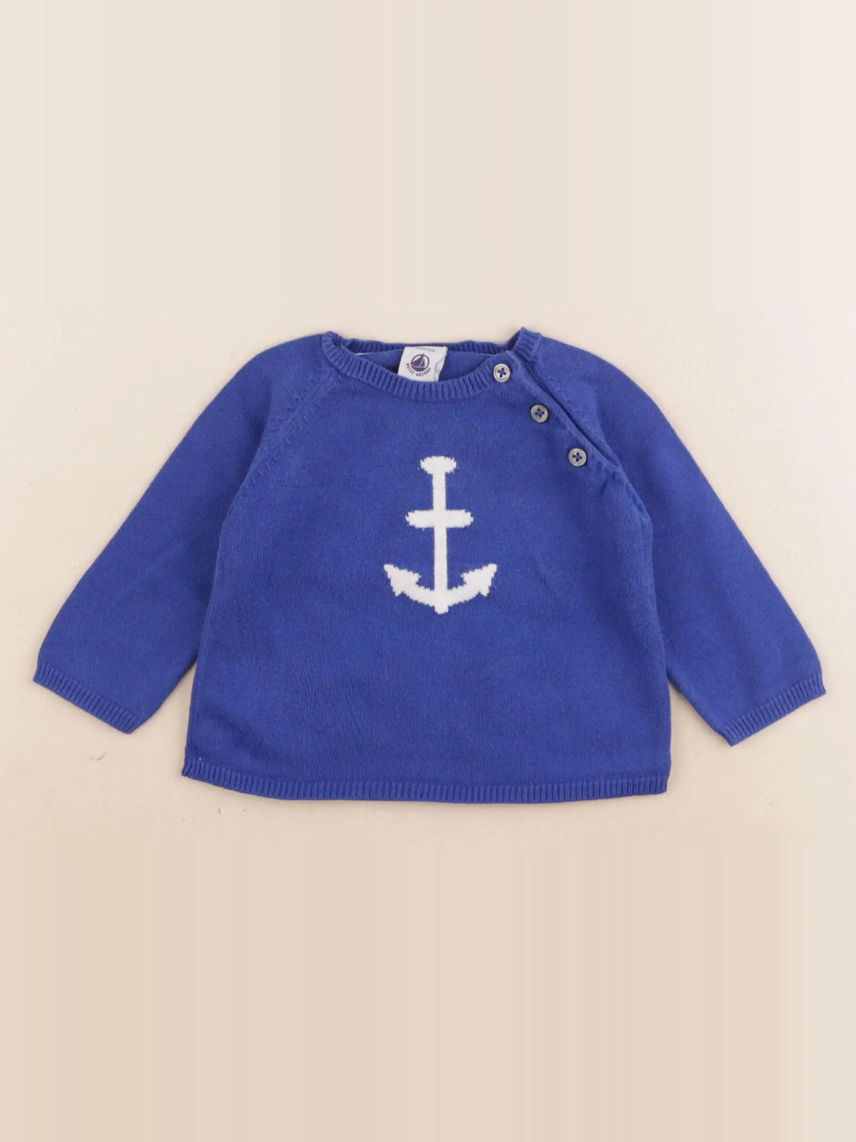 Petit Bateau - pull bleu - 6 mois