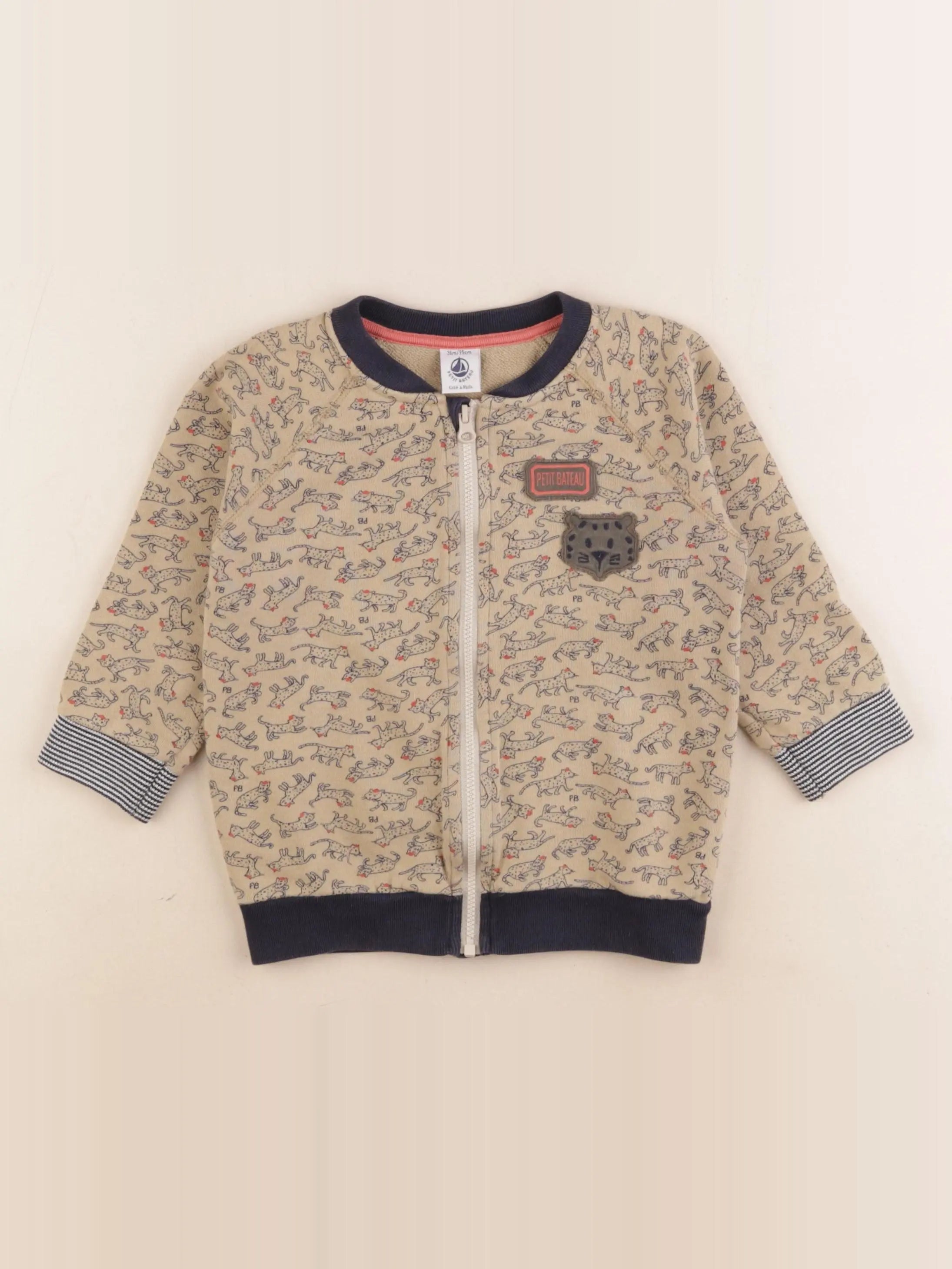Petit Bateau - sweat beige - 36 mois