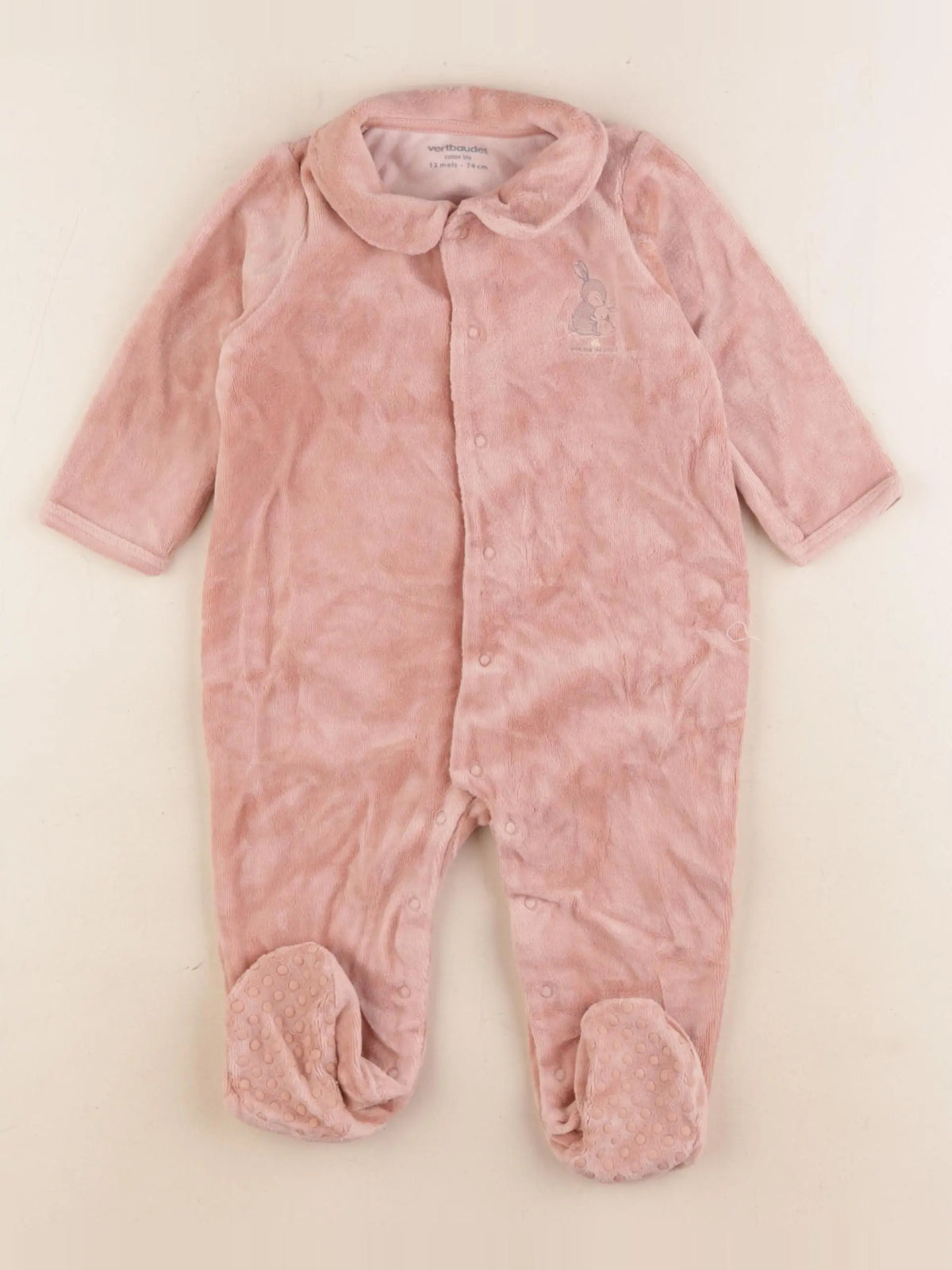 Vertbaudet - pyjama velours marron - 12 mois