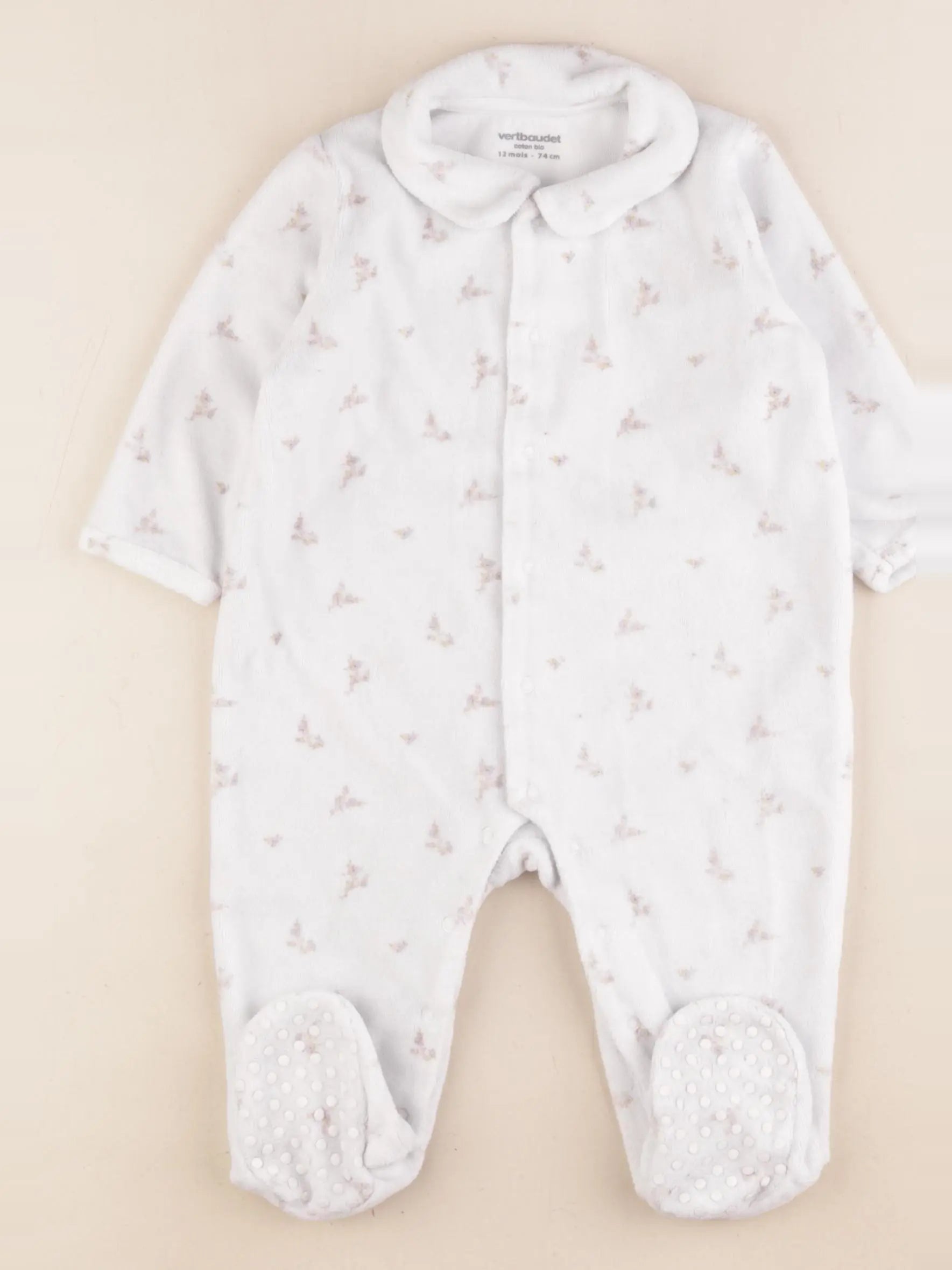 Vertbaudet - pyjama velours blanc - 12 mois