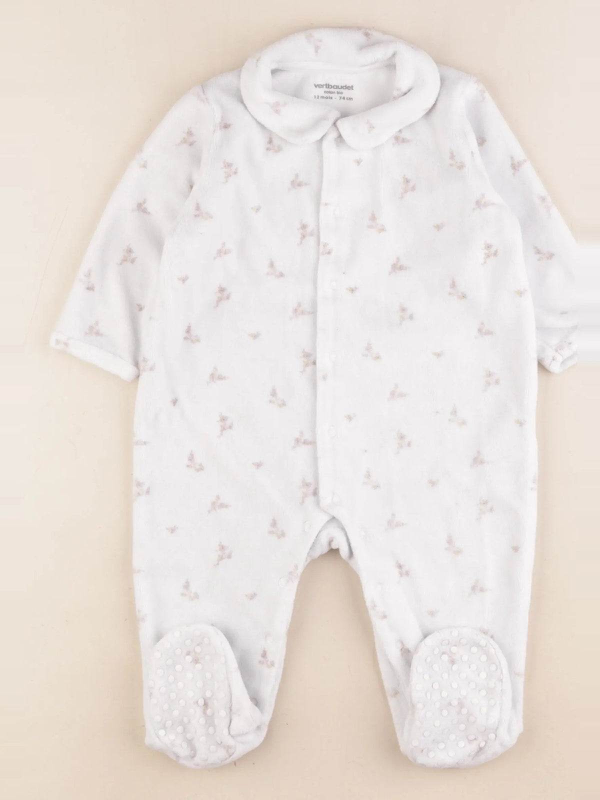 Vertbaudet - pyjama velours blanc - 12 mois