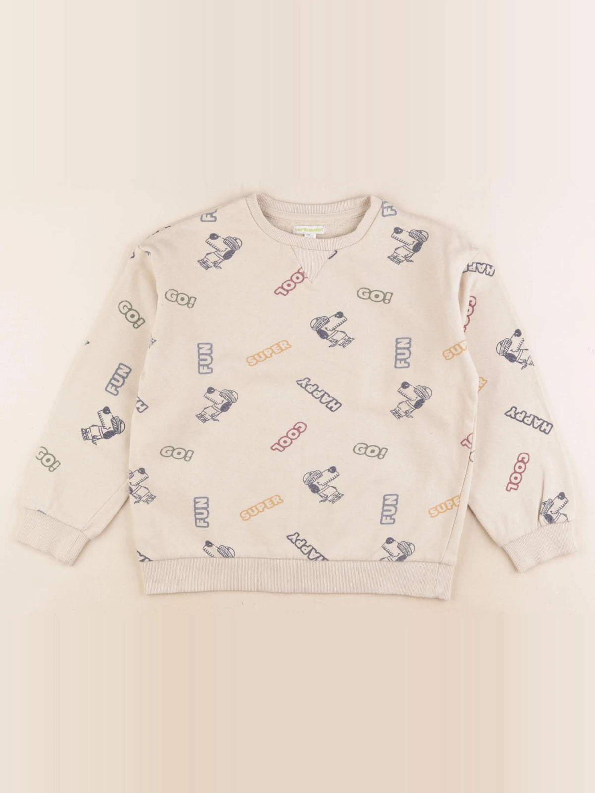Vertbaudet - sweat beige - 8 ans