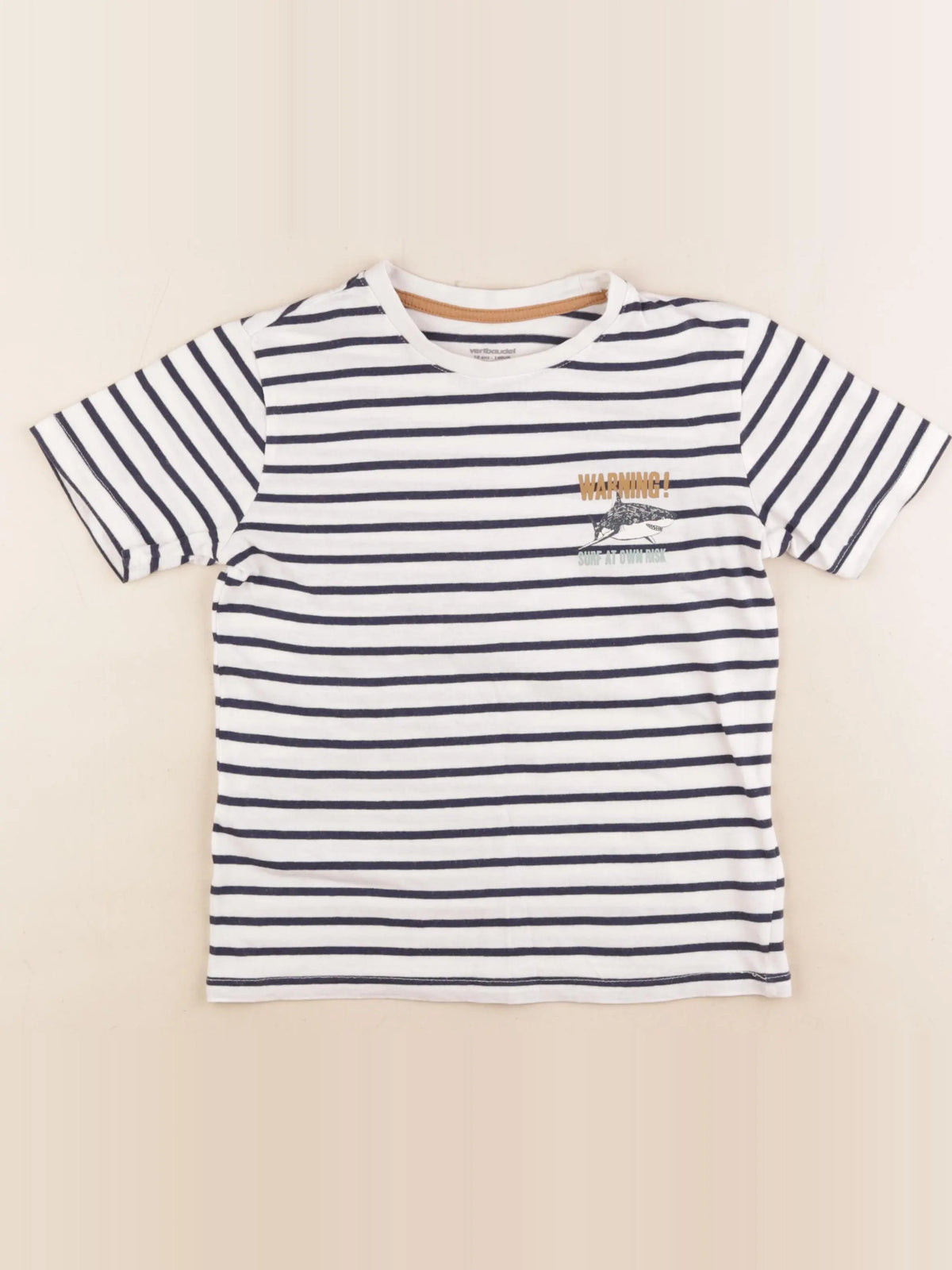 Vertbaudet - tee-shirt blanc, bleu - 10 ans