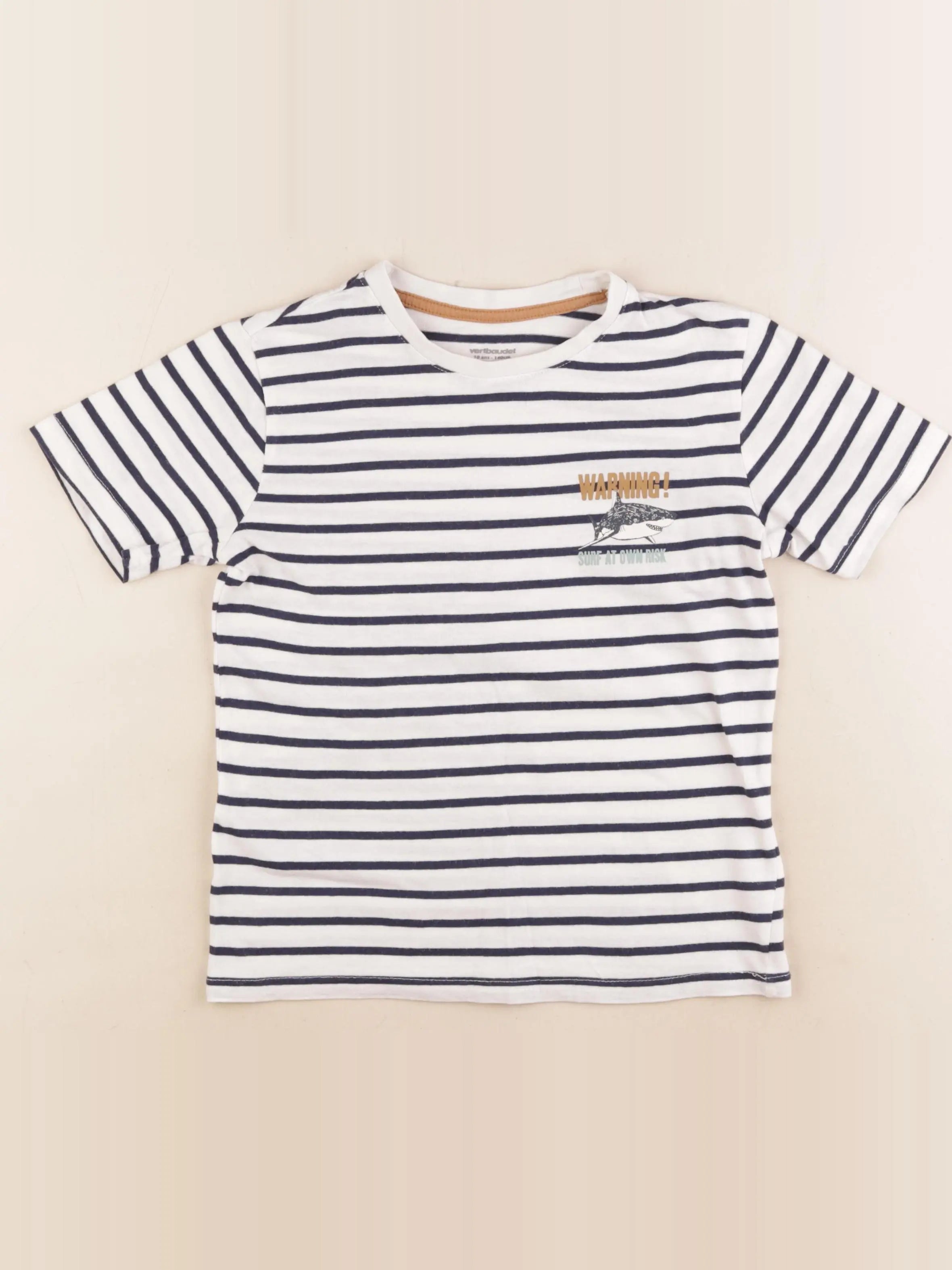 Vertbaudet - tee-shirt blanc, bleu - 10 ans