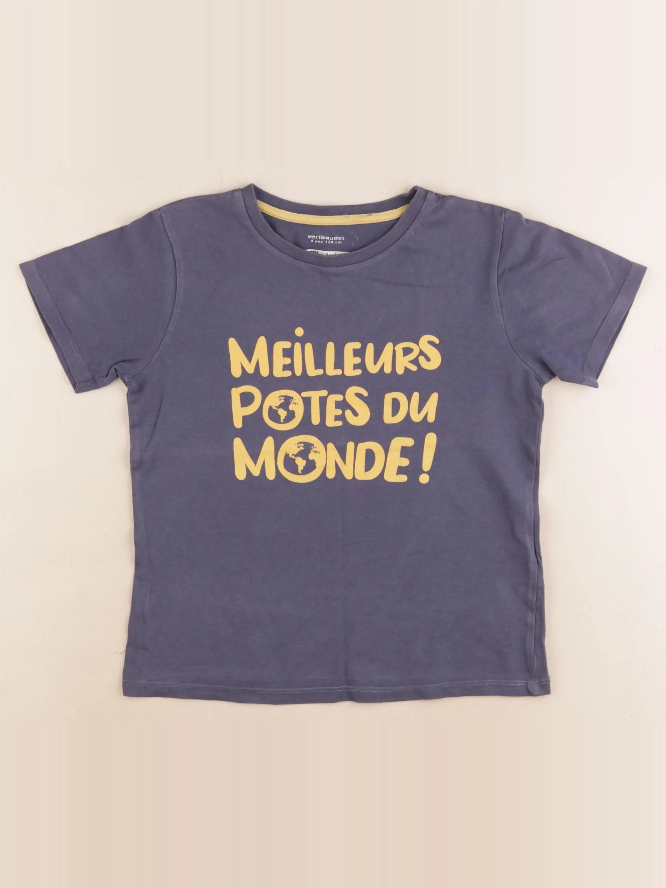 Vertbaudet - tee-shirt bleu, jaune - 8 ans