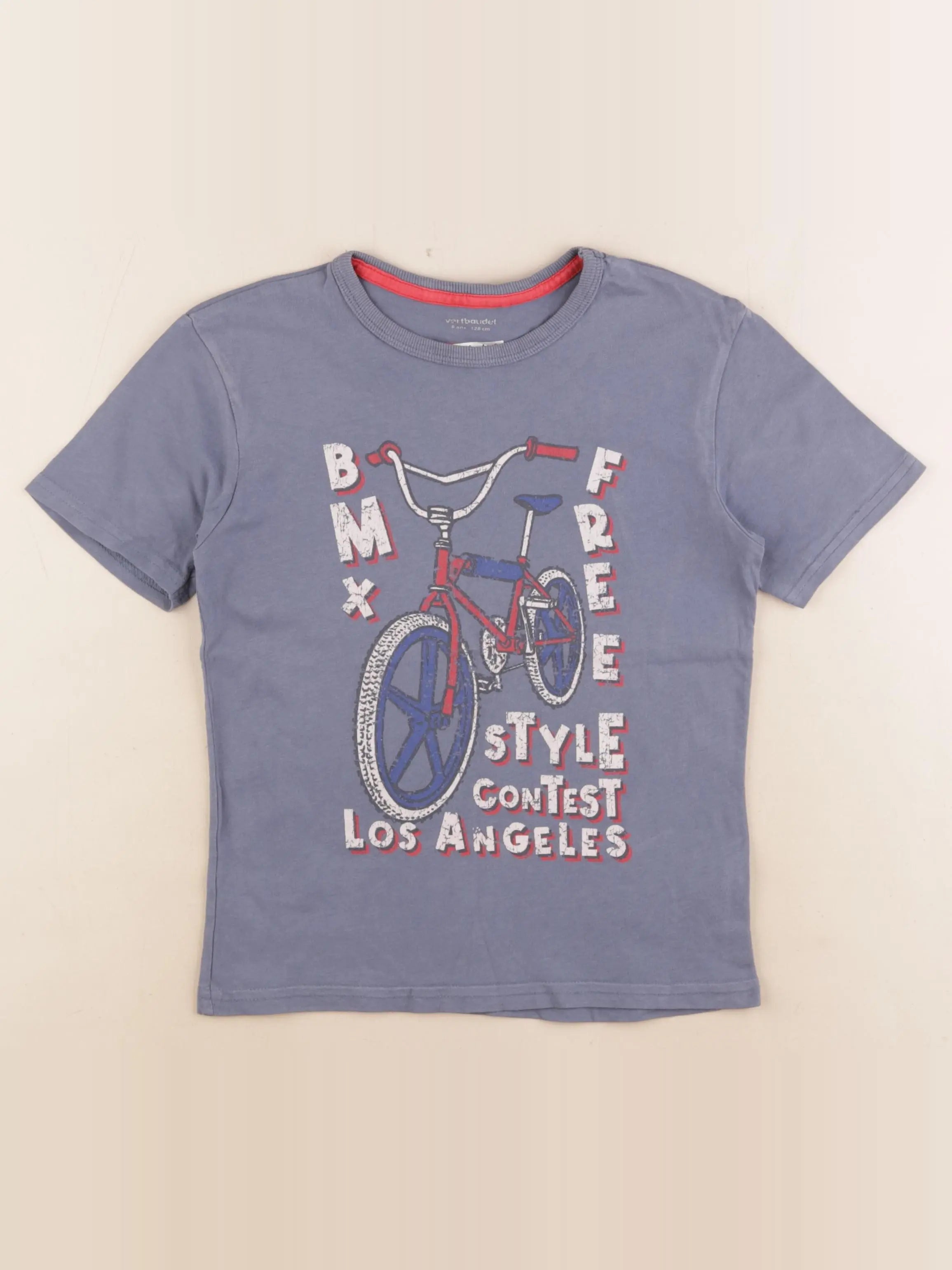 Vertbaudet - tee-shirt bleu - 8 ans