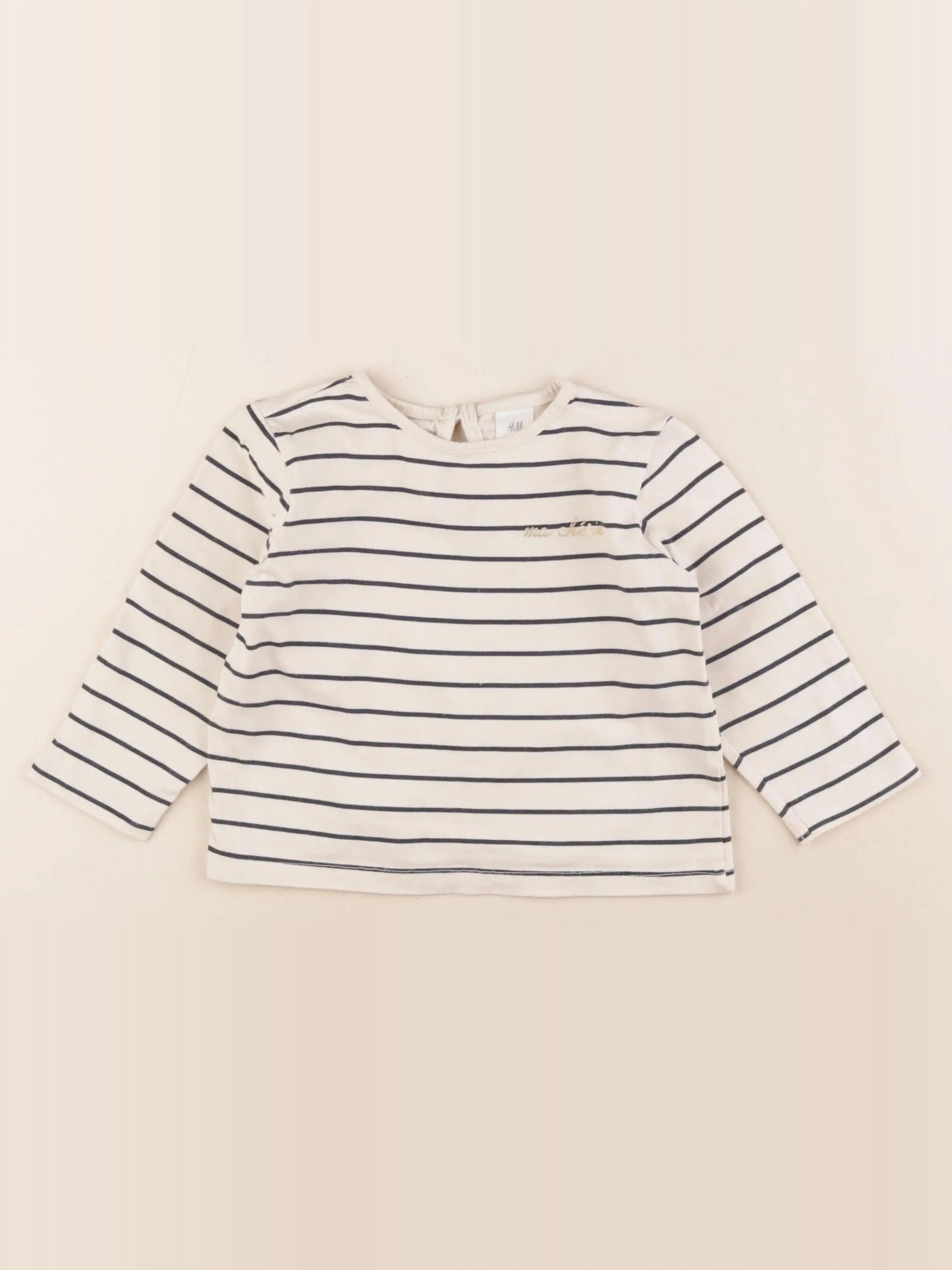 H&M - tee-shirt beige, bleu - 12/18 mois