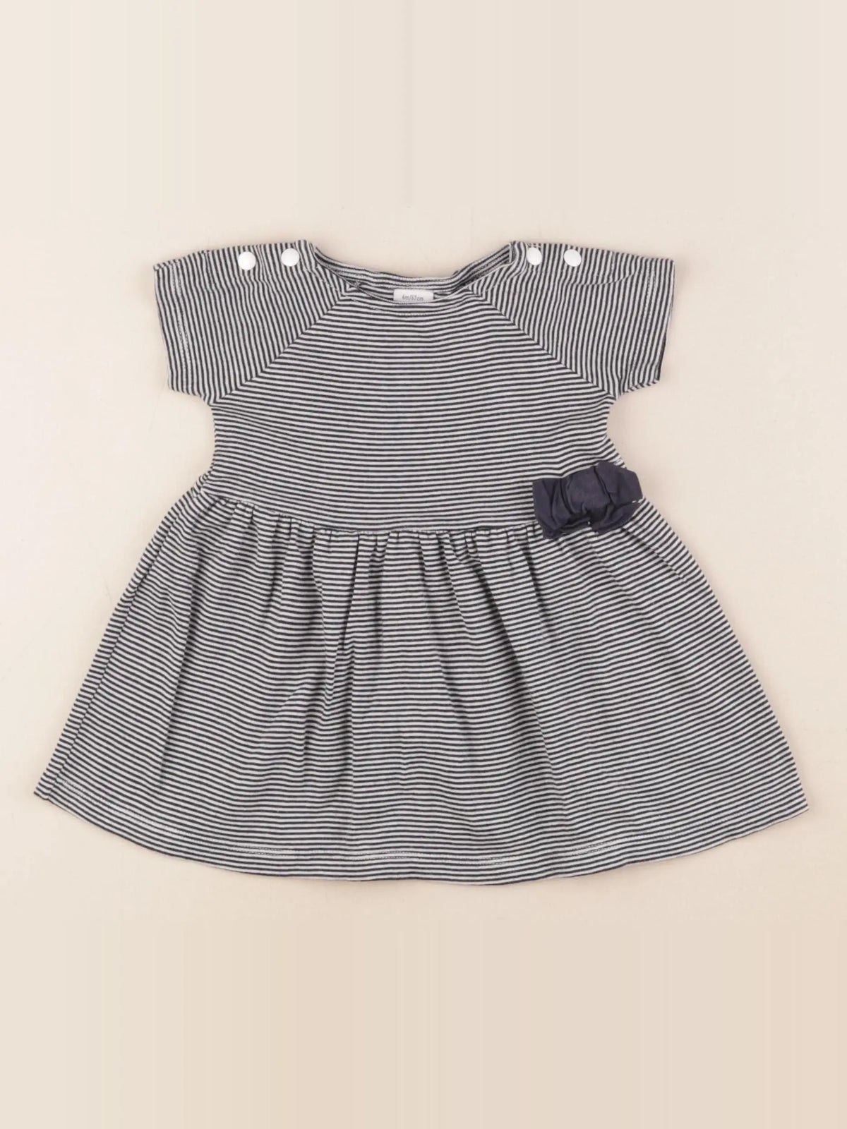 Petit Bateau - robe blanc, noir - 6 mois