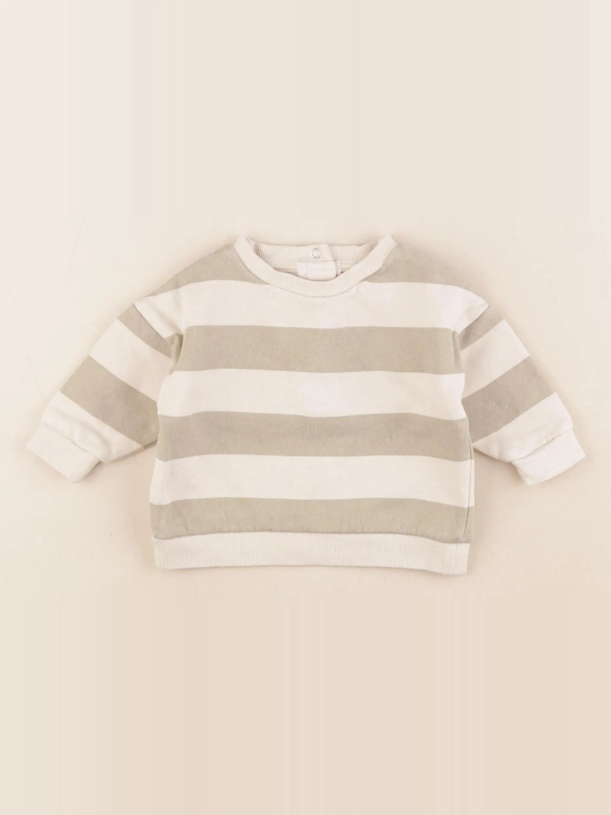 Vertbaudet - sweat beige, vert - 3 mois