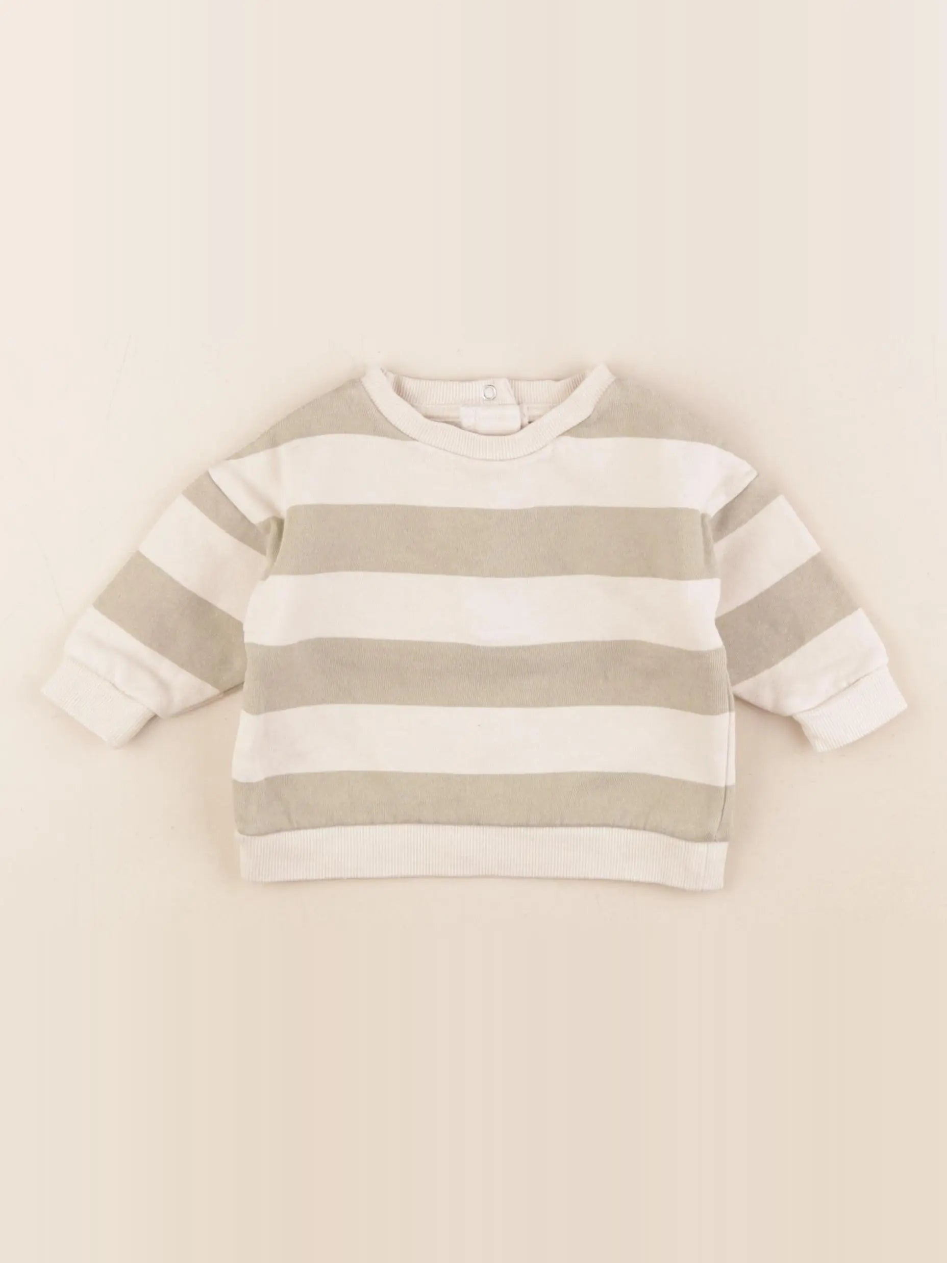 Vertbaudet - sweat beige, vert - 3 mois