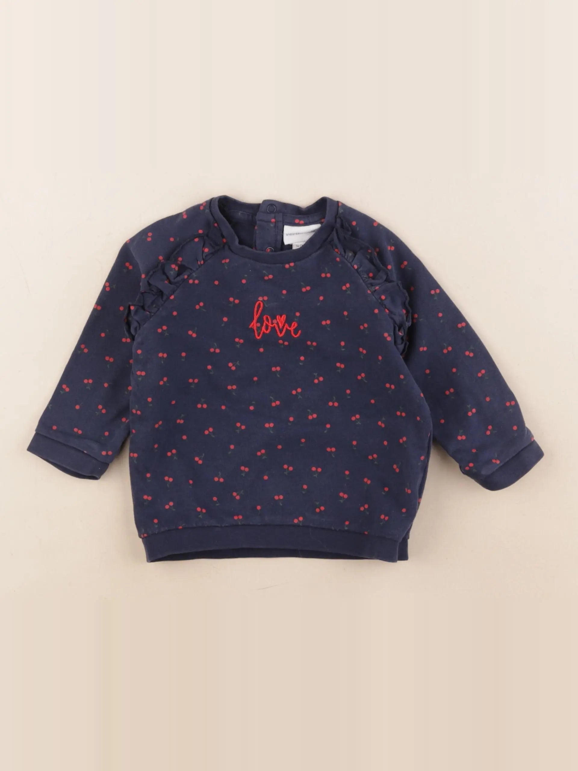 Vertbaudet - sweat bleu, rouge - 12 mois