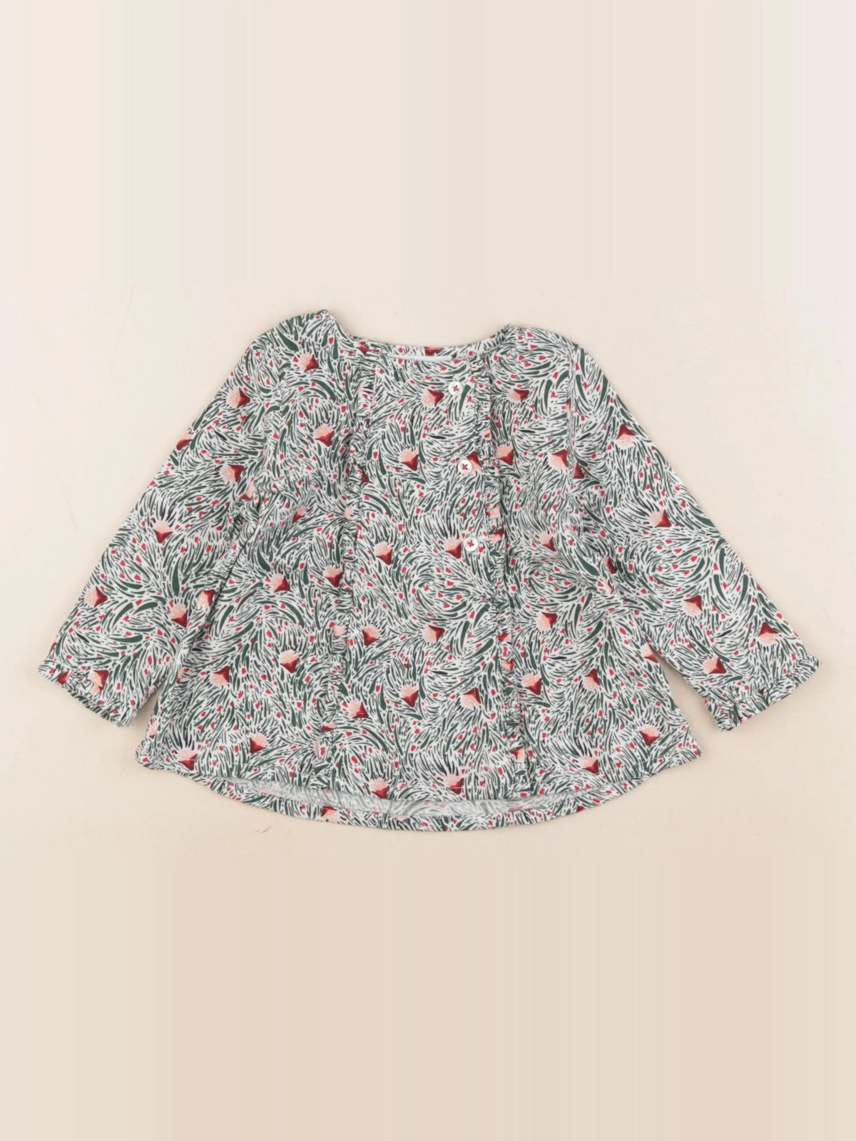 Boutchou - blouse vert - 9 mois