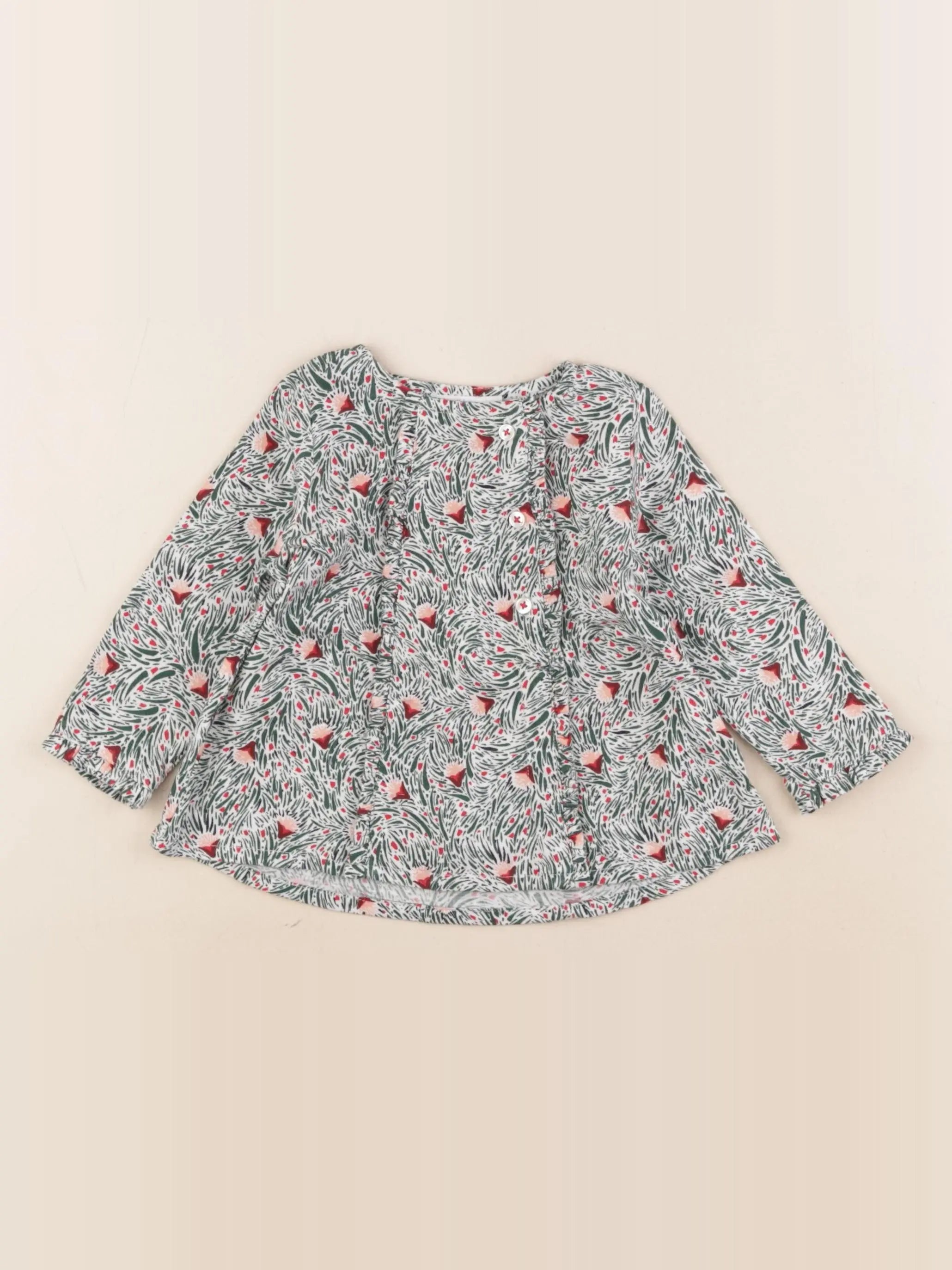 Boutchou - blouse vert - 9 mois