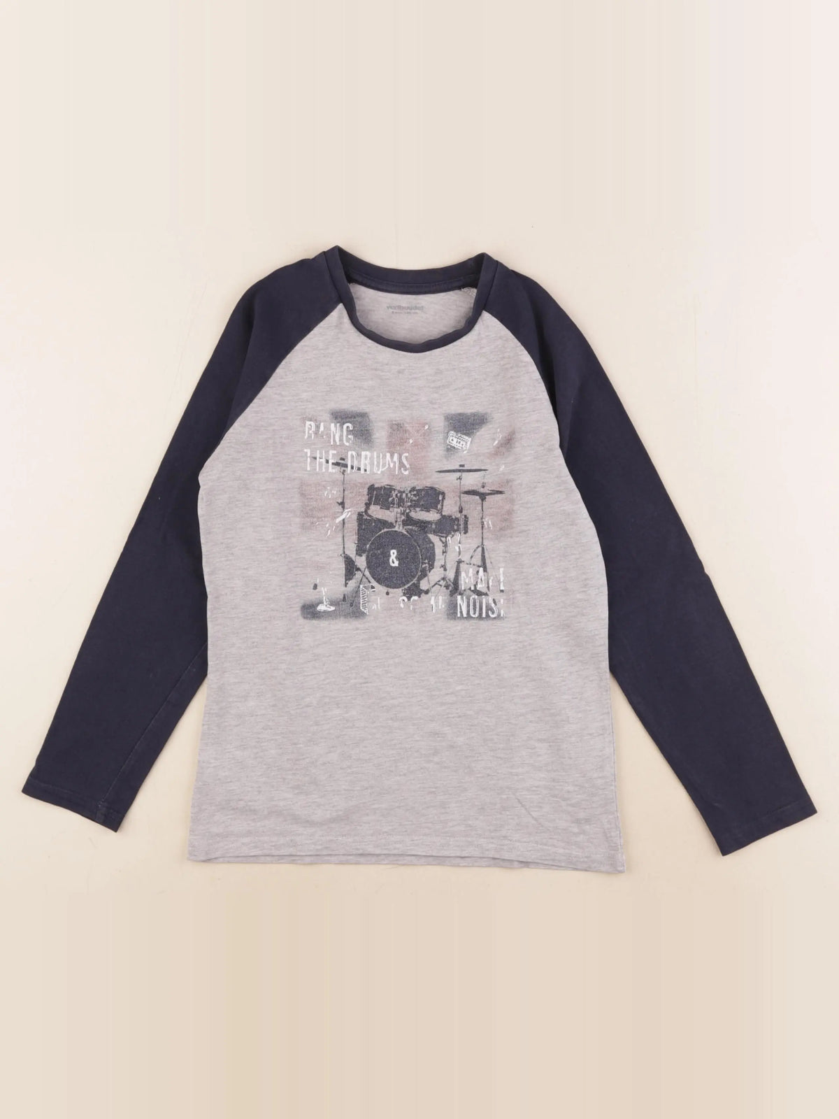 Vertbaudet - tee-shirt bleu, gris - 8 ans