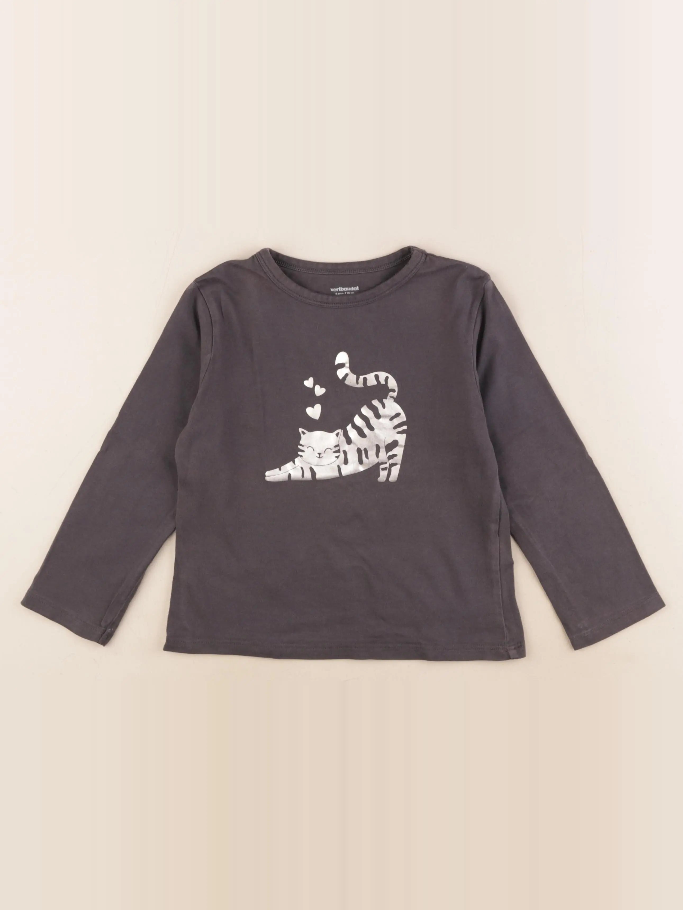 Vertbaudet - tee-shirt argent, gris - 6 ans