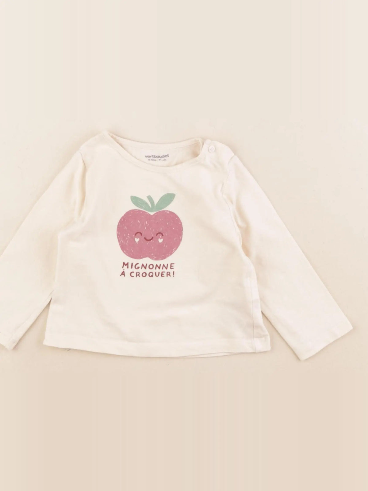 Vertbaudet - tee-shirt beige - 9 mois