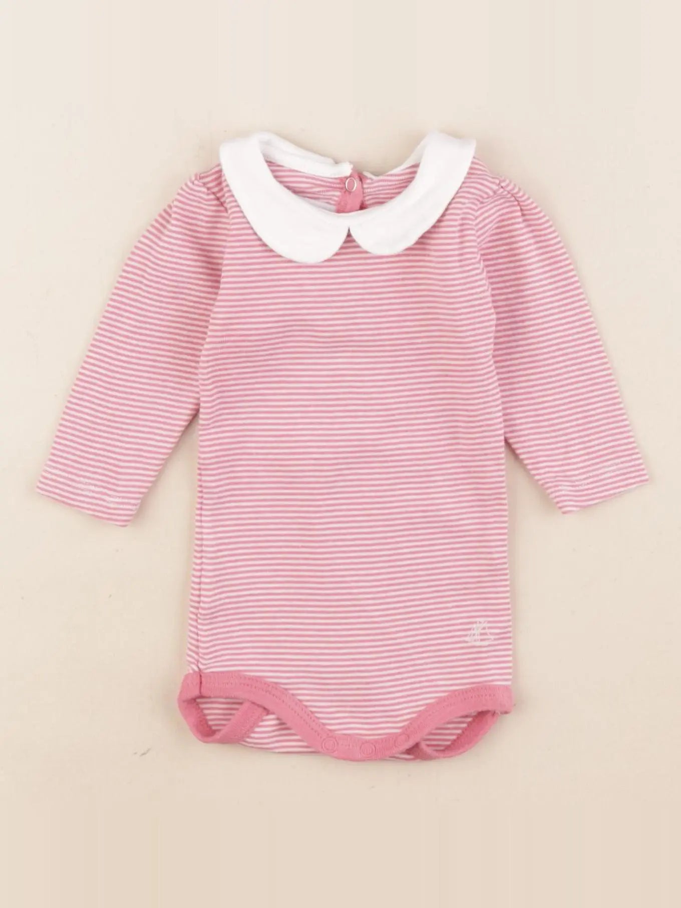 Petit Bateau - body à col rose - 3 mois