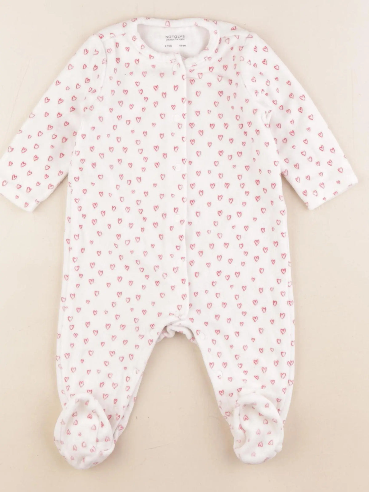 Natalys - pyjama velours rose - 6 mois