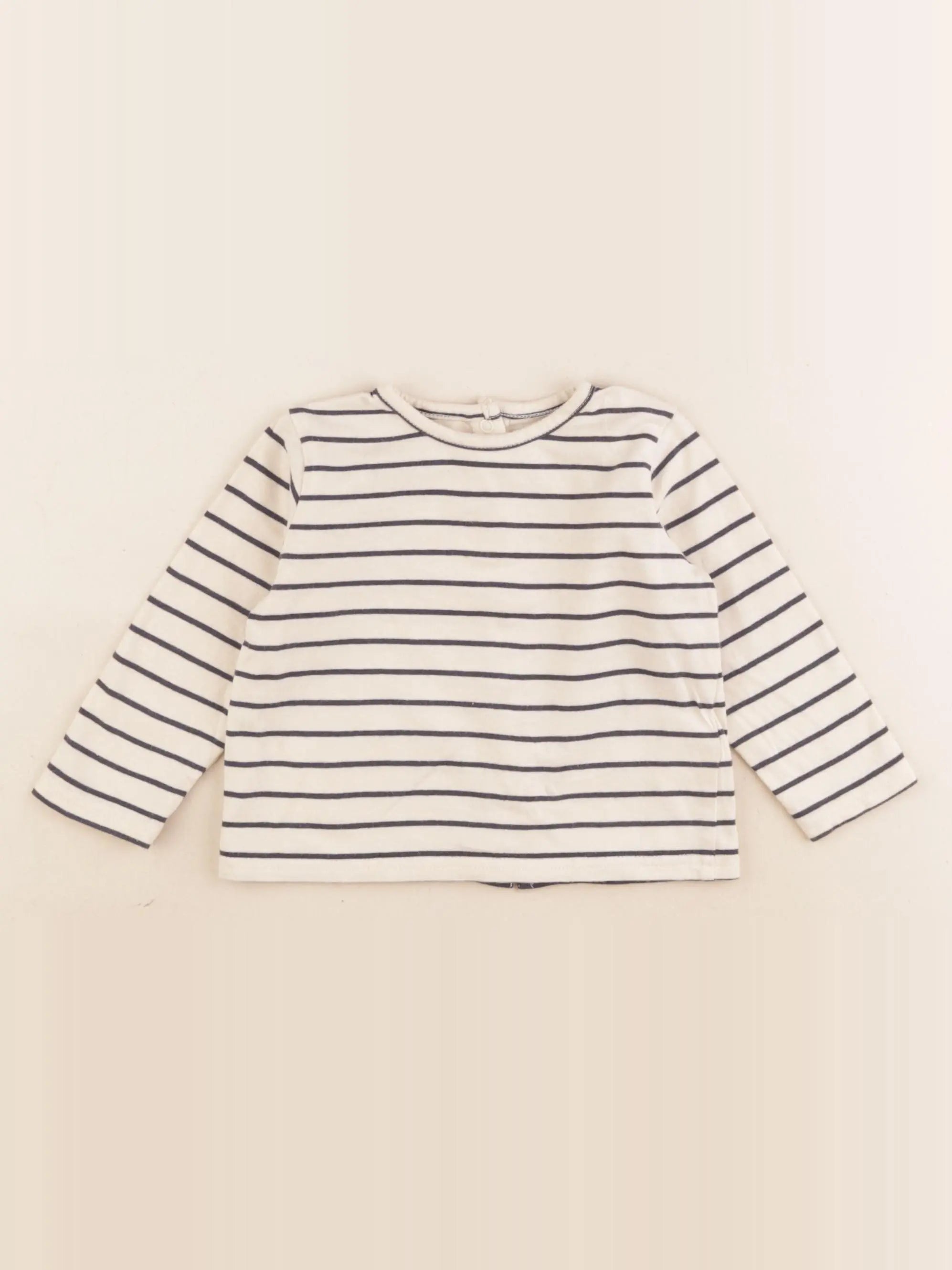 Vertbaudet - tee-shirt beige, noir - 9 mois