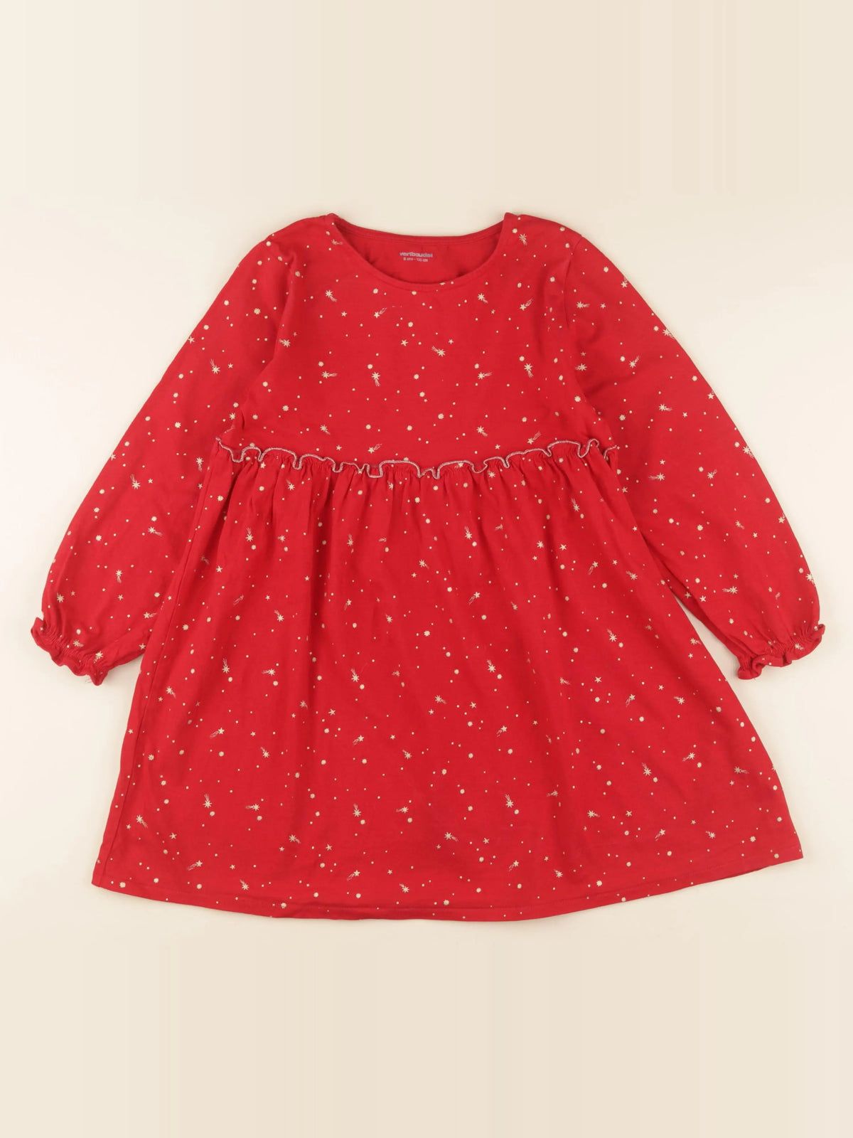Vertbaudet - robe coton rouge - 8 ans