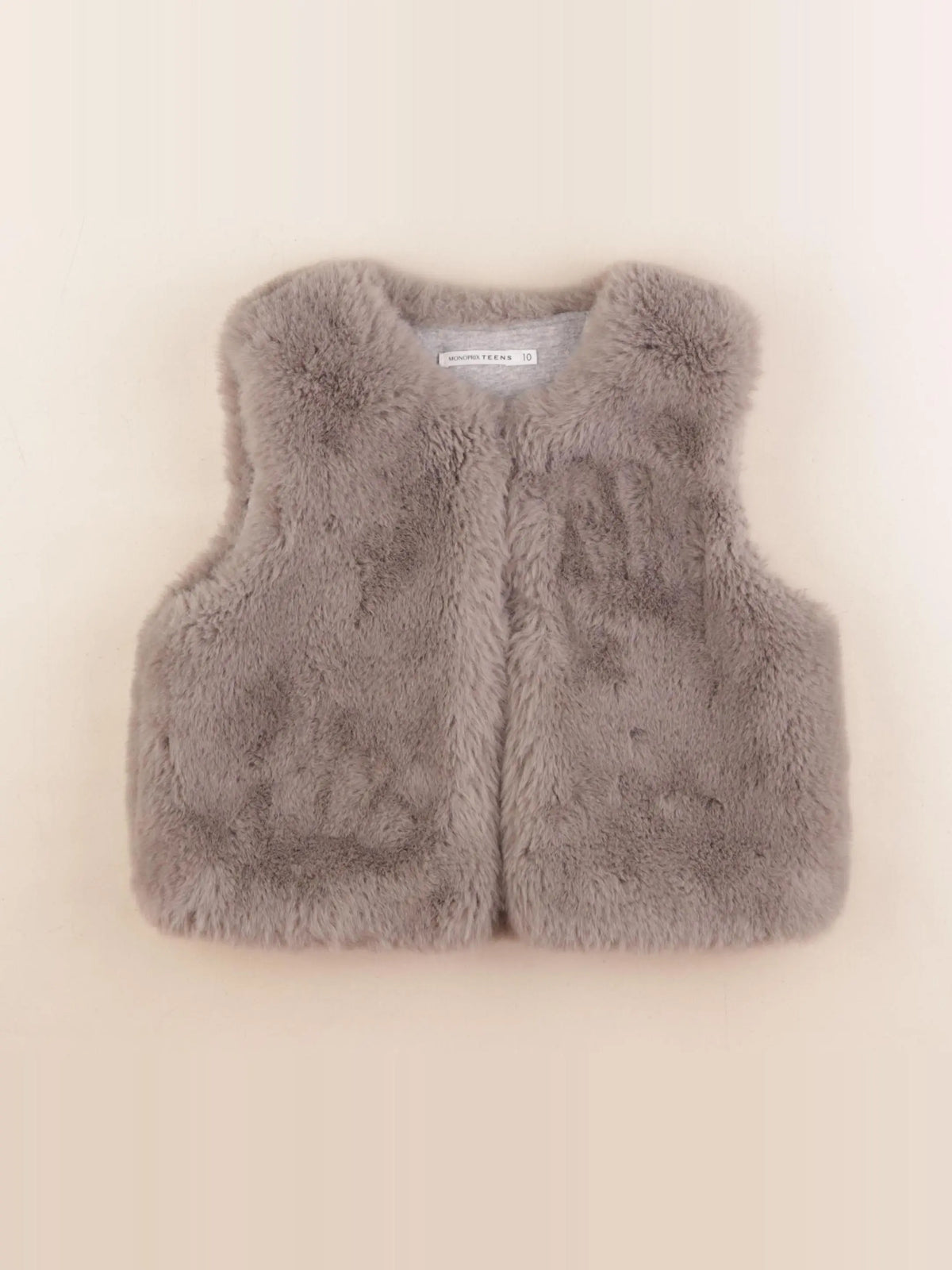 Monoprix - gilet taupe - 10 ans