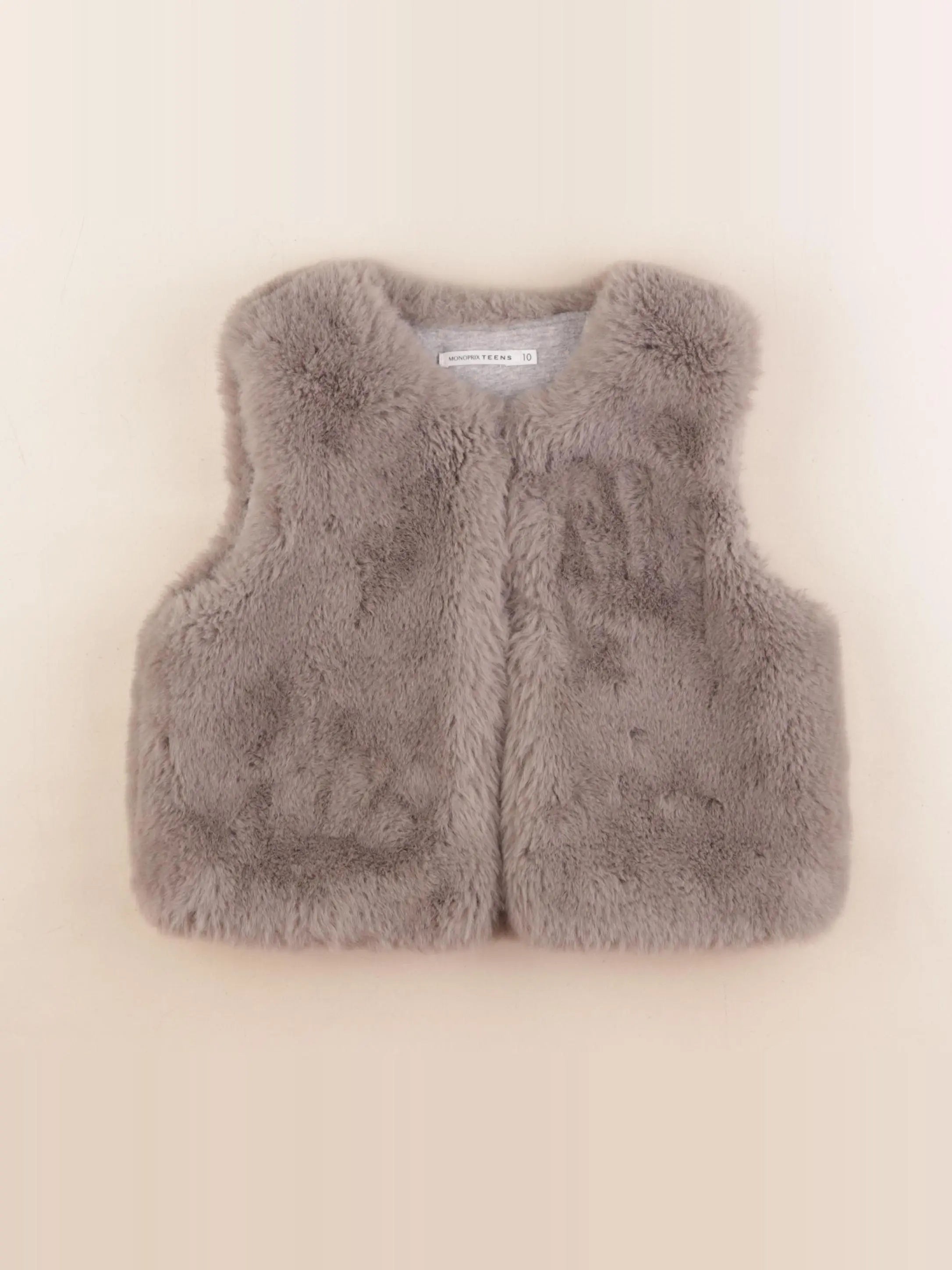 Monoprix - gilet taupe - 10 ans