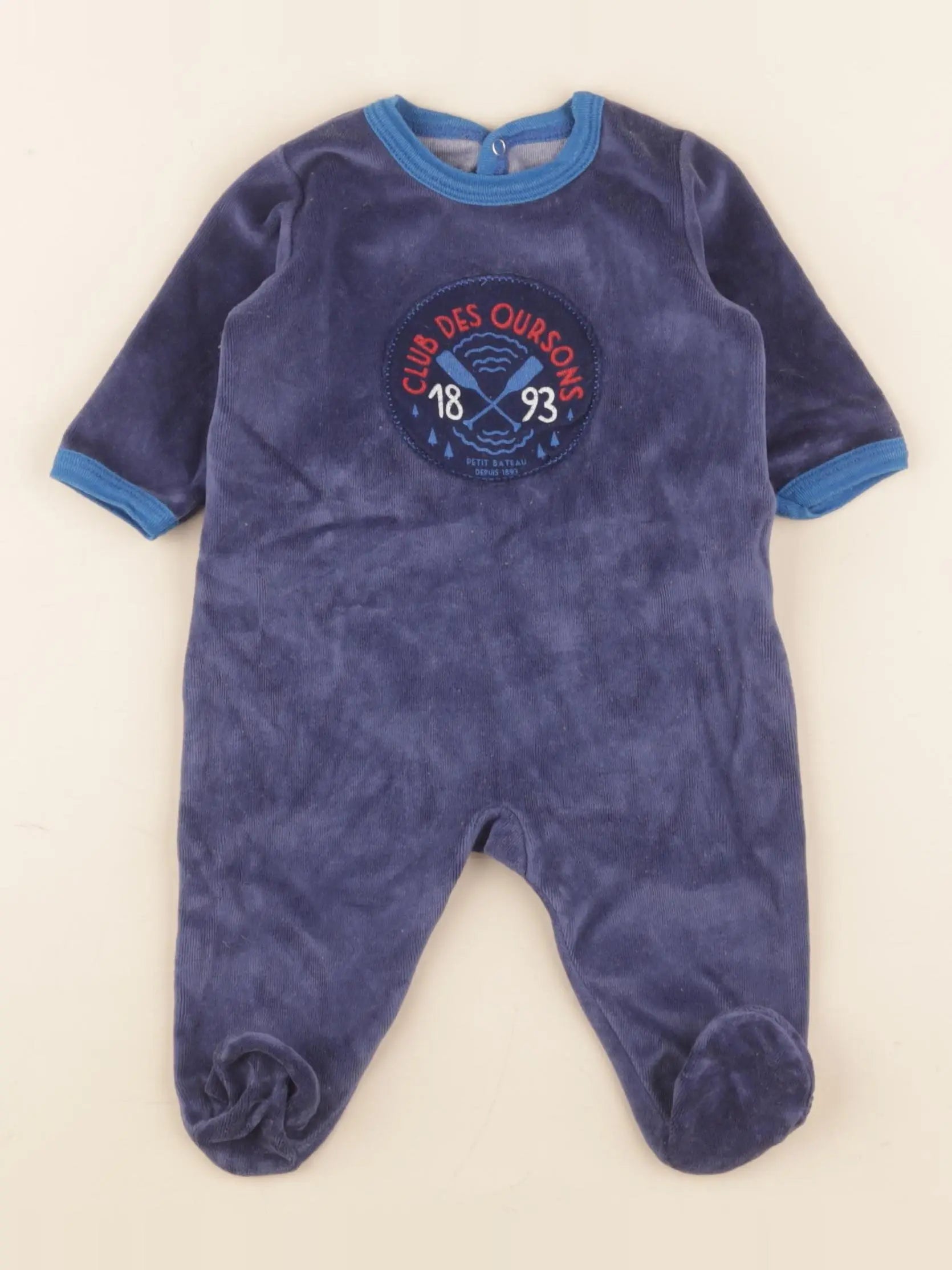 Petit Bateau - pyjama velours bleu - 3 mois